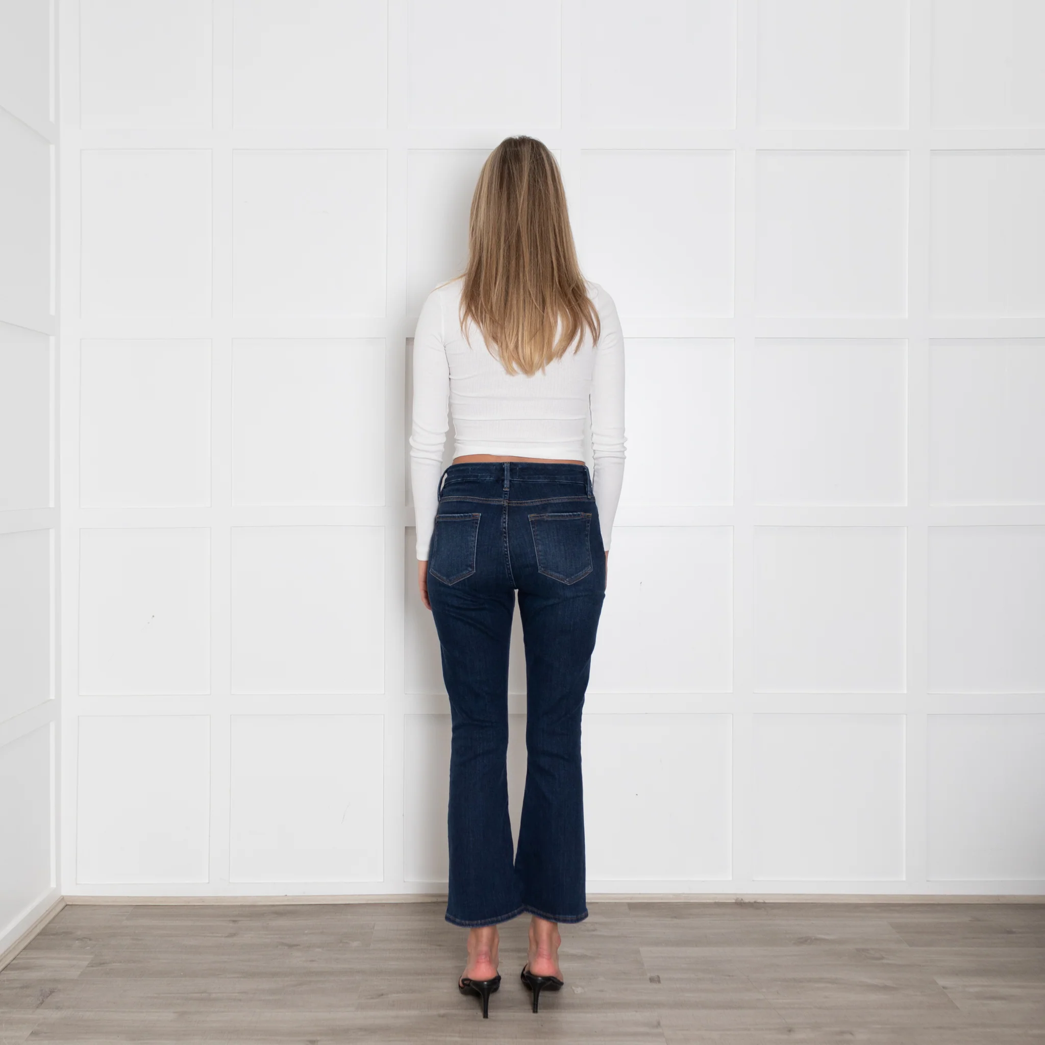 Frame Dark Blue Denim Le Crop Mini Boot Jeans - Image 5