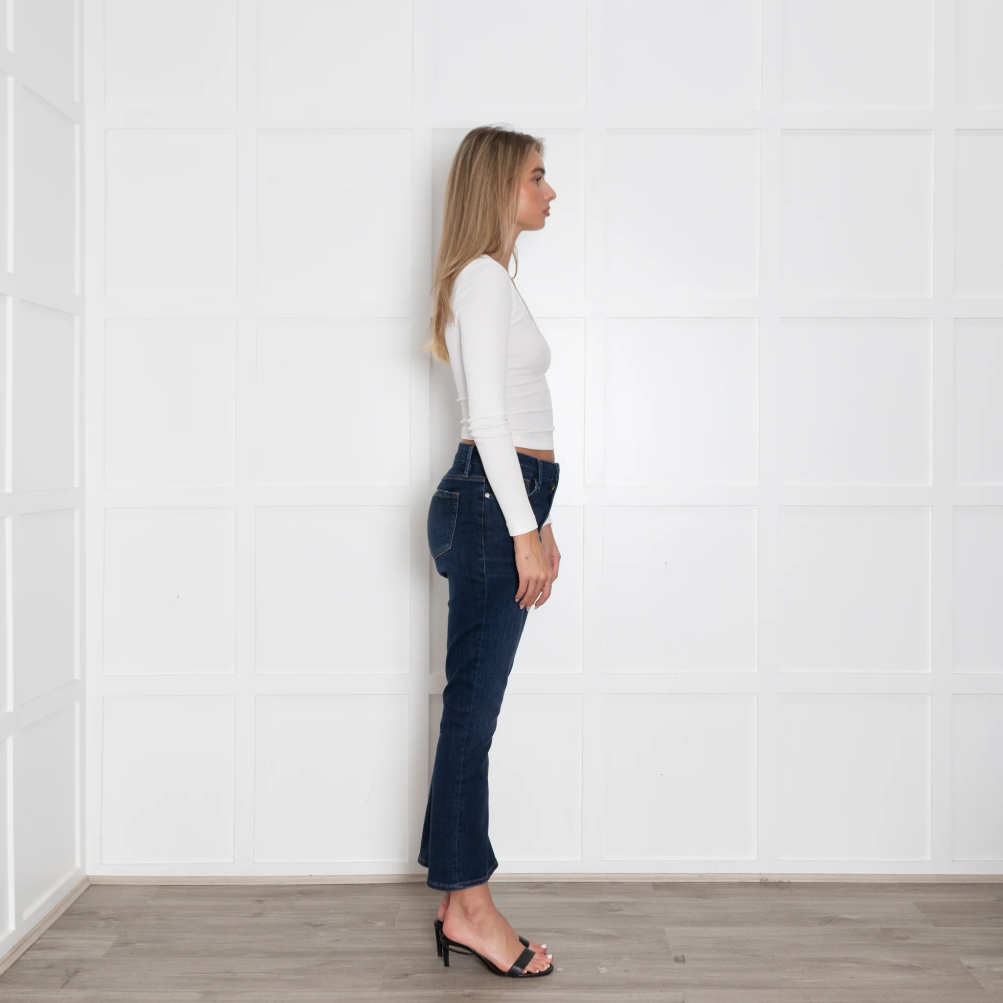 Frame Dark Blue Denim Le Crop Mini Boot Jeans - Image 6