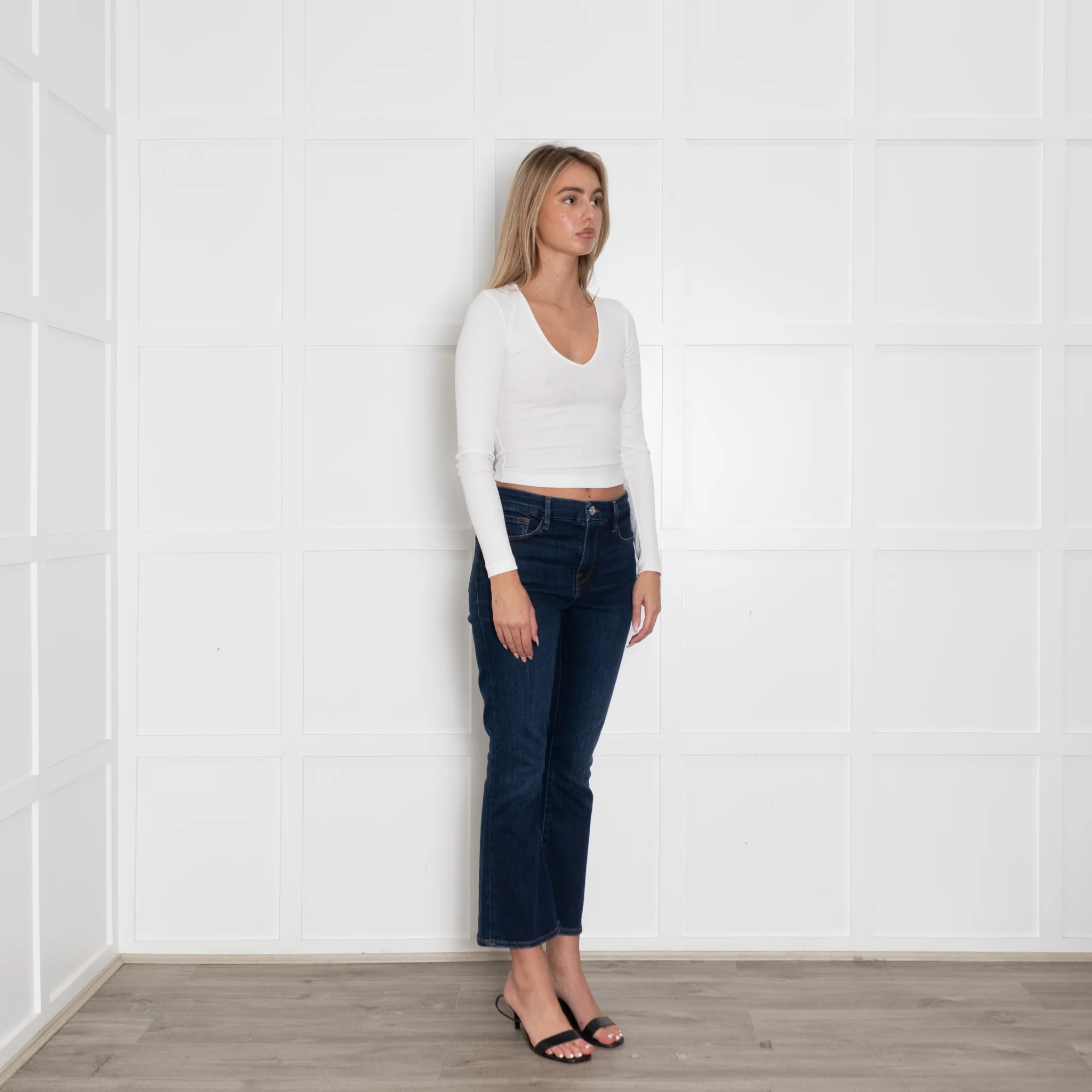 Frame Dark Blue Denim Le Crop Mini Boot Jeans - Image 7