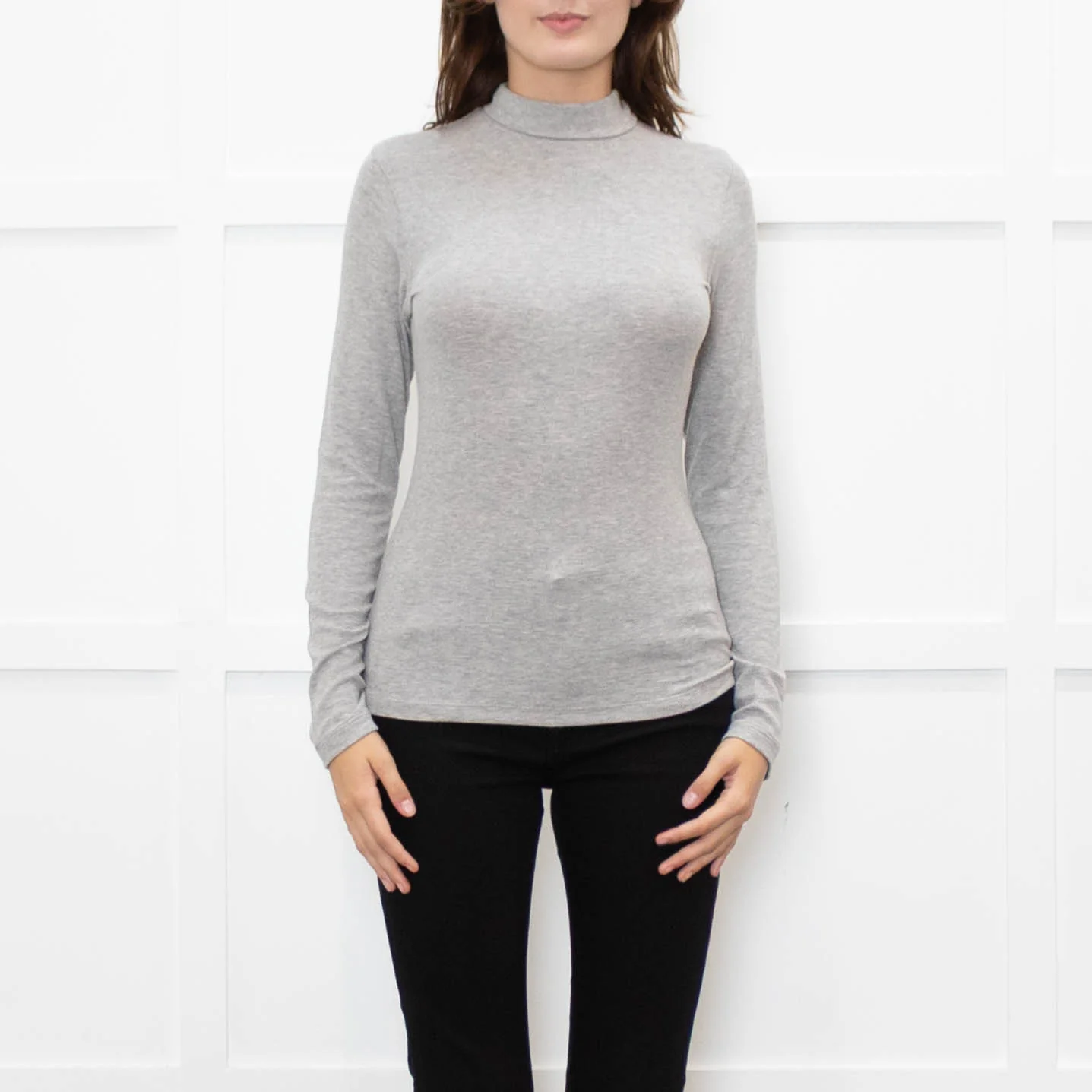 Frame Grey Thin Rib Turtleneck - Image 2