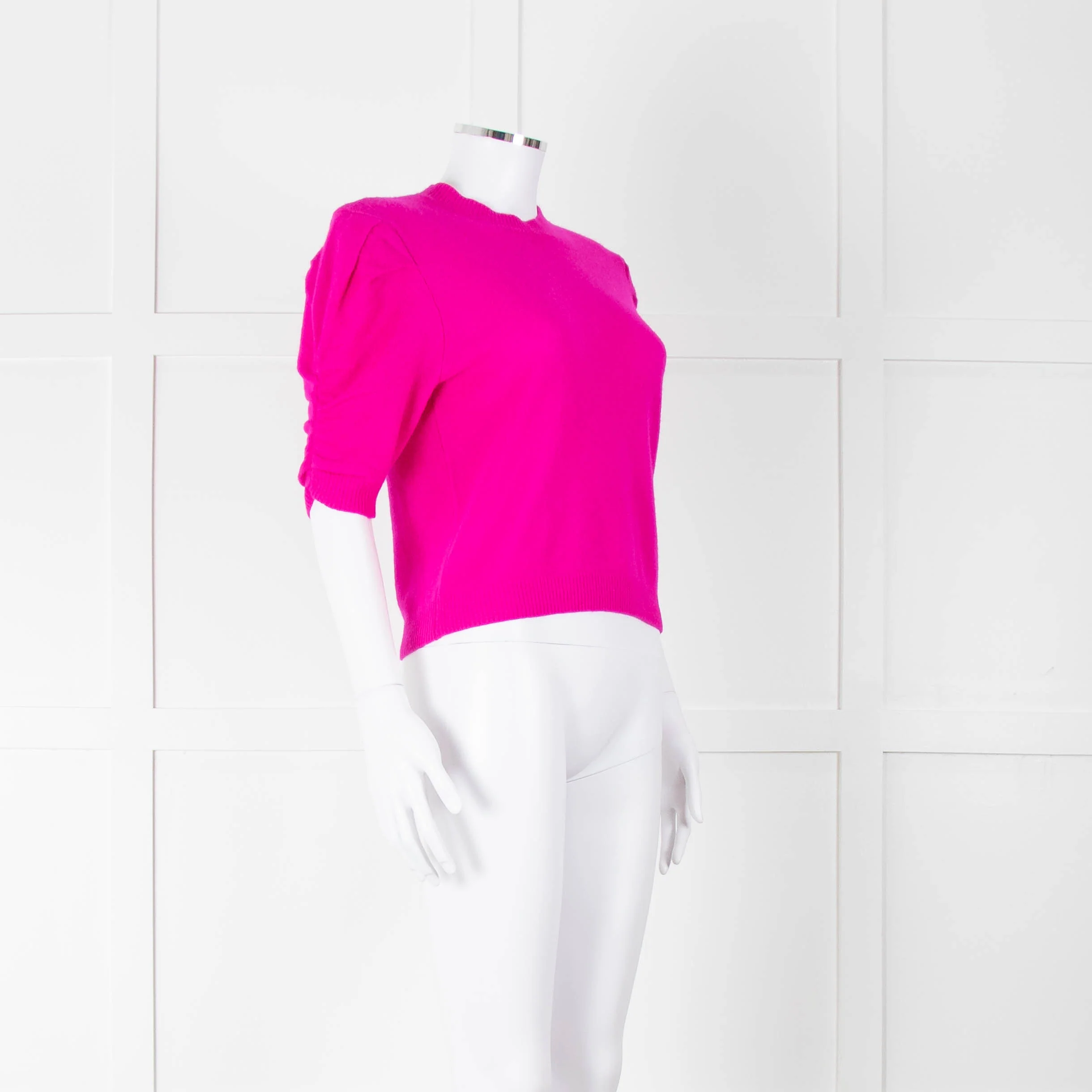 Frame Hot Pink Cashmere Short Sleeve Sweater - Image 2