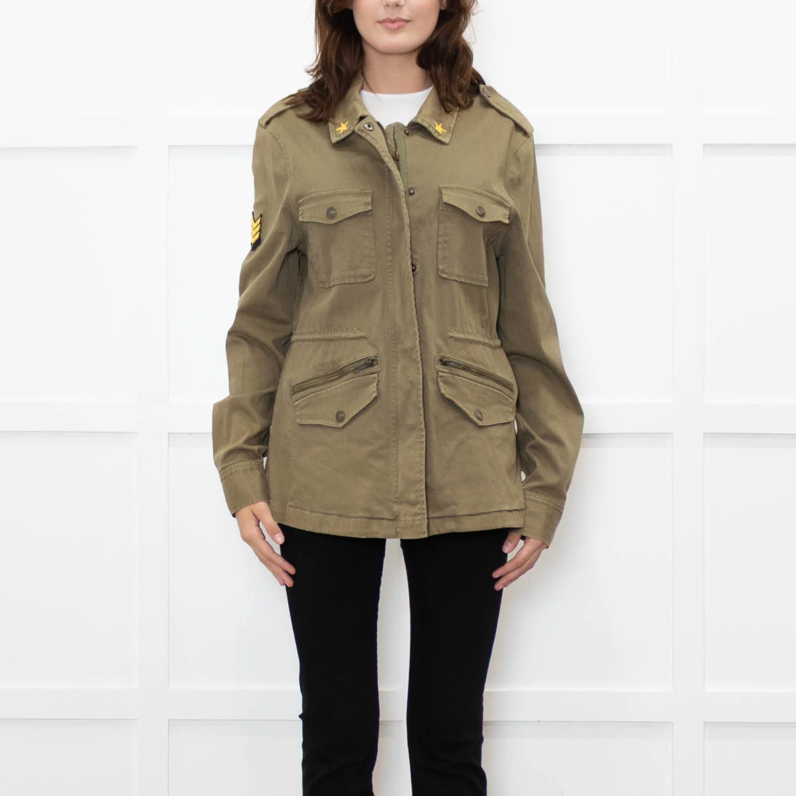 Frame Khaki Flap Pocket Denim Utility Jacket - Image 2