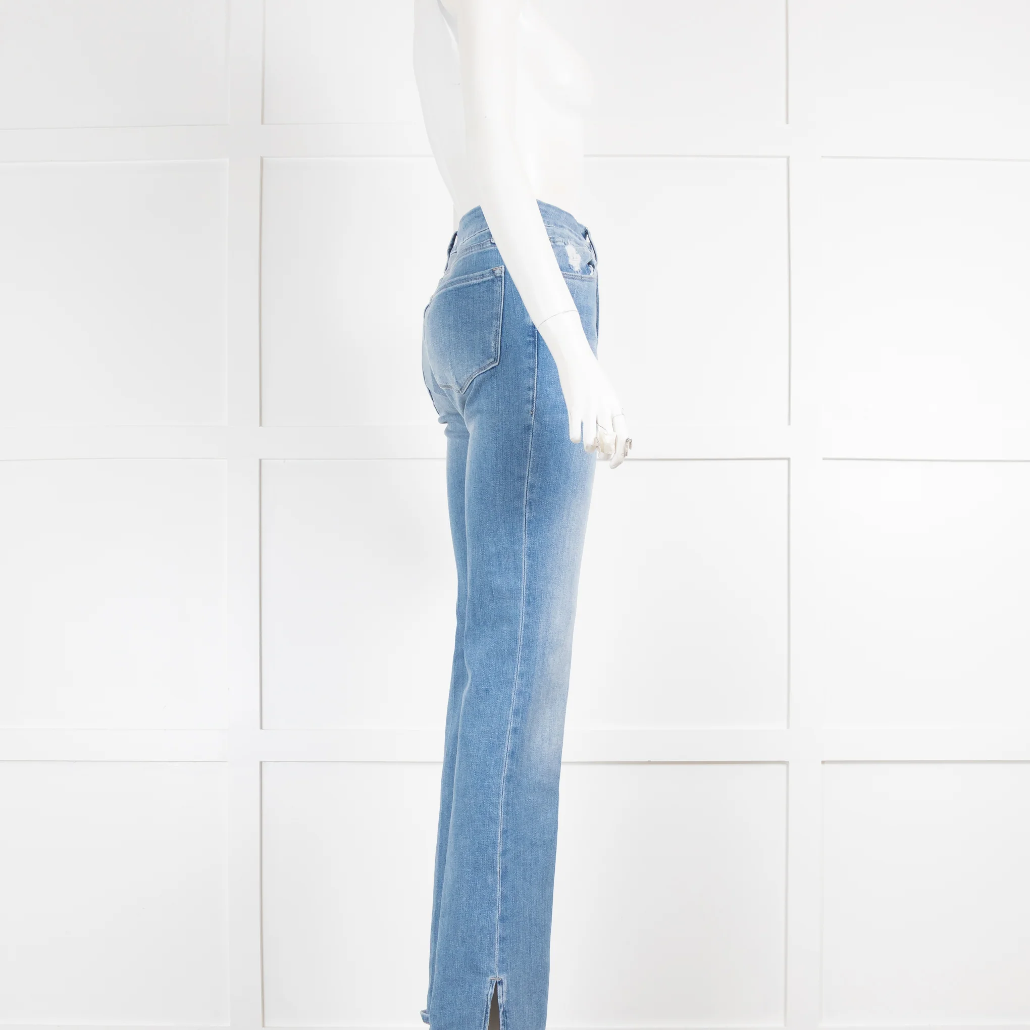Frame Light Blue Denim Bootleg Jeans with Side Splits - Image 2