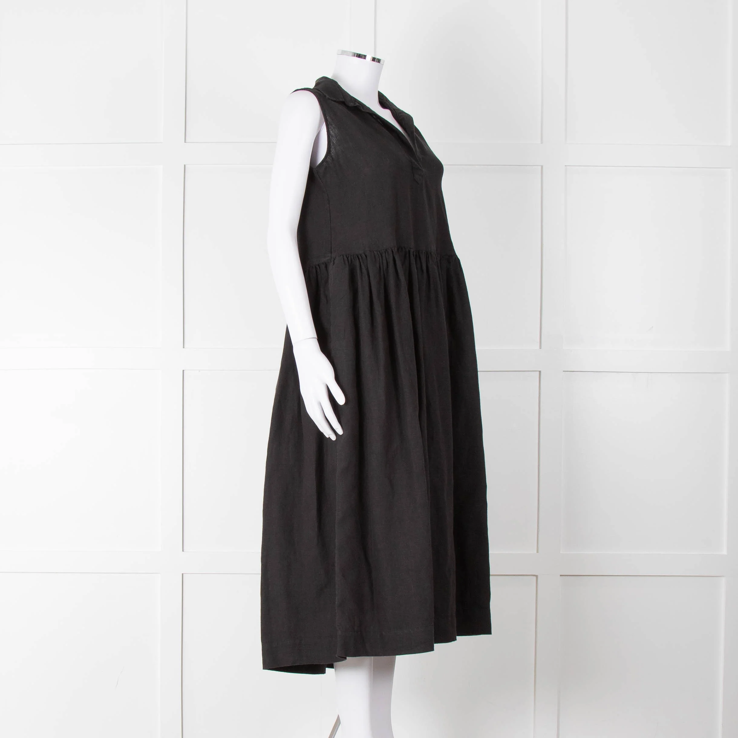 Frank & Eileen Black Sleeveless Linen Collared Dress - Image 2