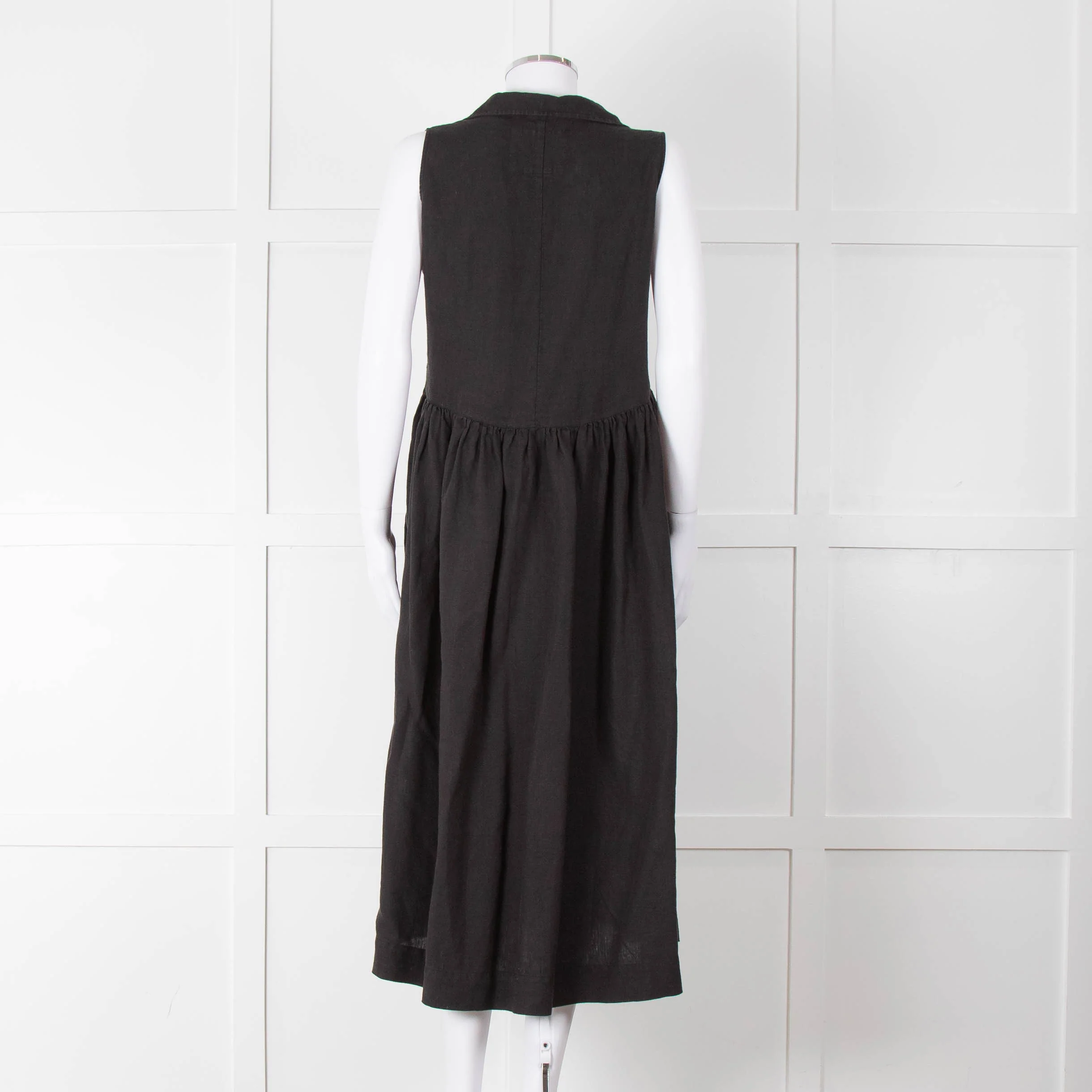Frank & Eileen Black Sleeveless Linen Collared Dress - Image 5