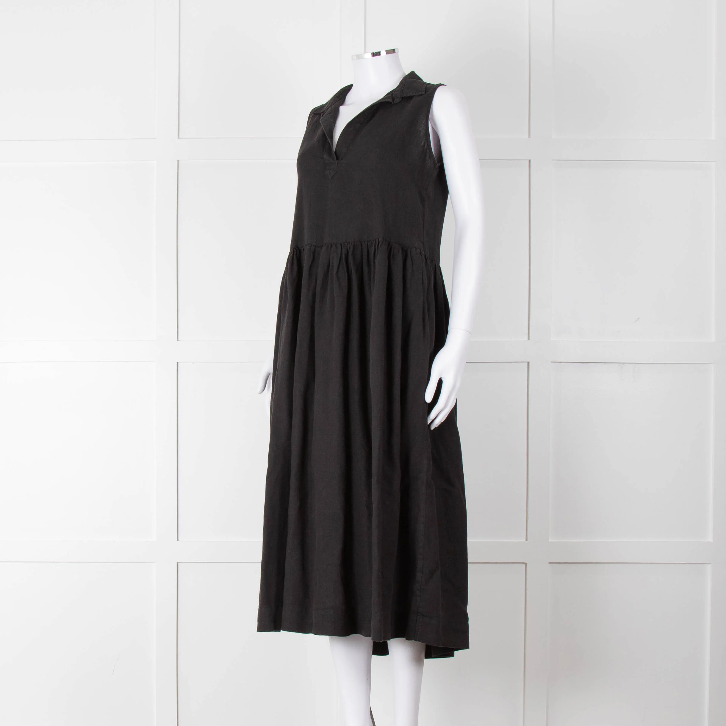 Frank & Eileen Black Sleeveless Linen Collared Dress - Image 8