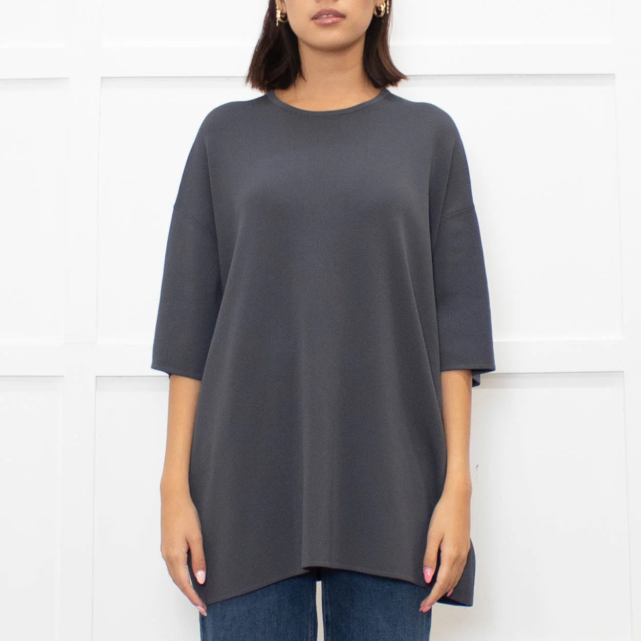 Frankie Shop Charcoal Grey Lenny Knit Short Sleeve Top - Image 2