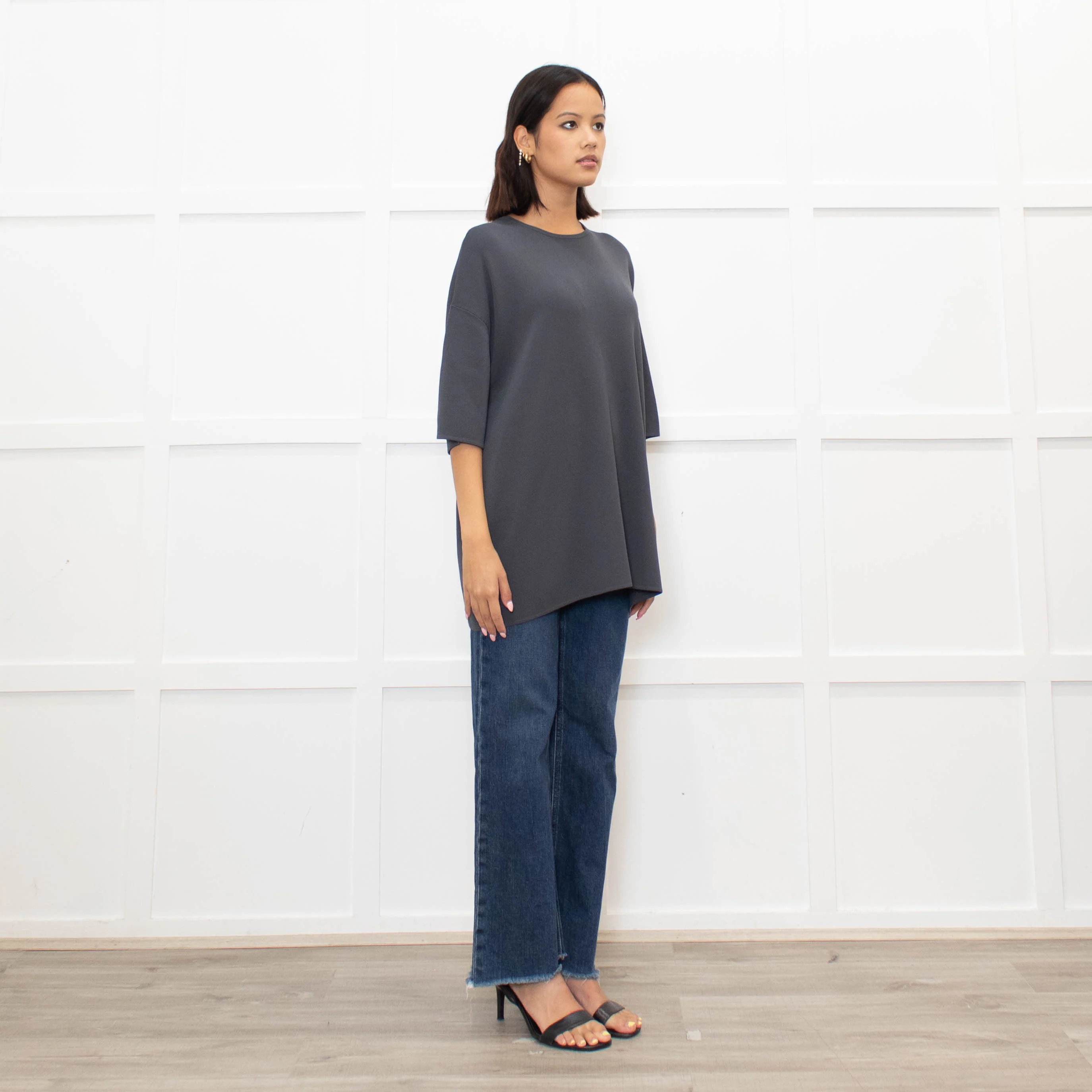 Frankie Shop Charcoal Grey Lenny Knit Short Sleeve Top - Image 3