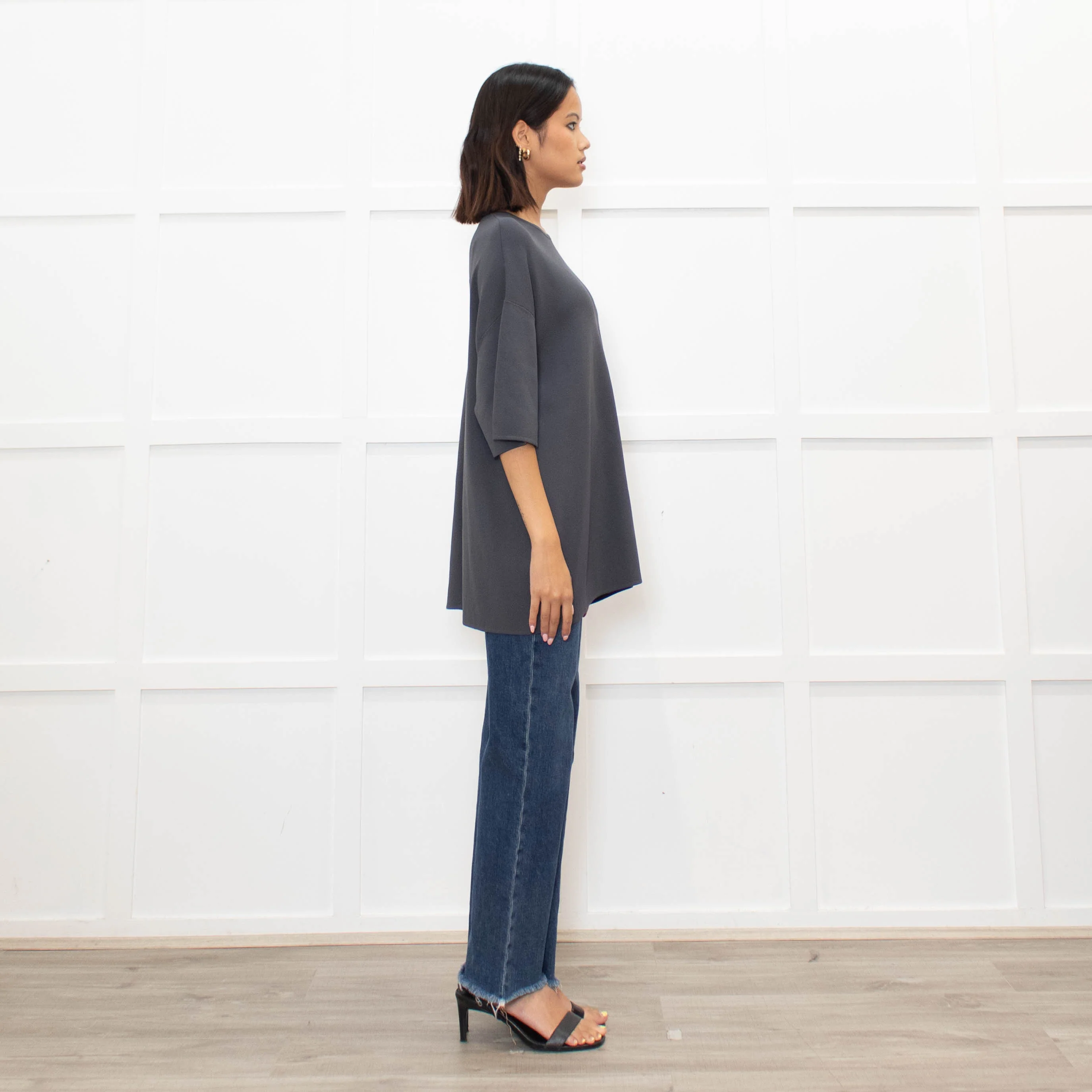 Frankie Shop Charcoal Grey Lenny Knit Short Sleeve Top - Image 4