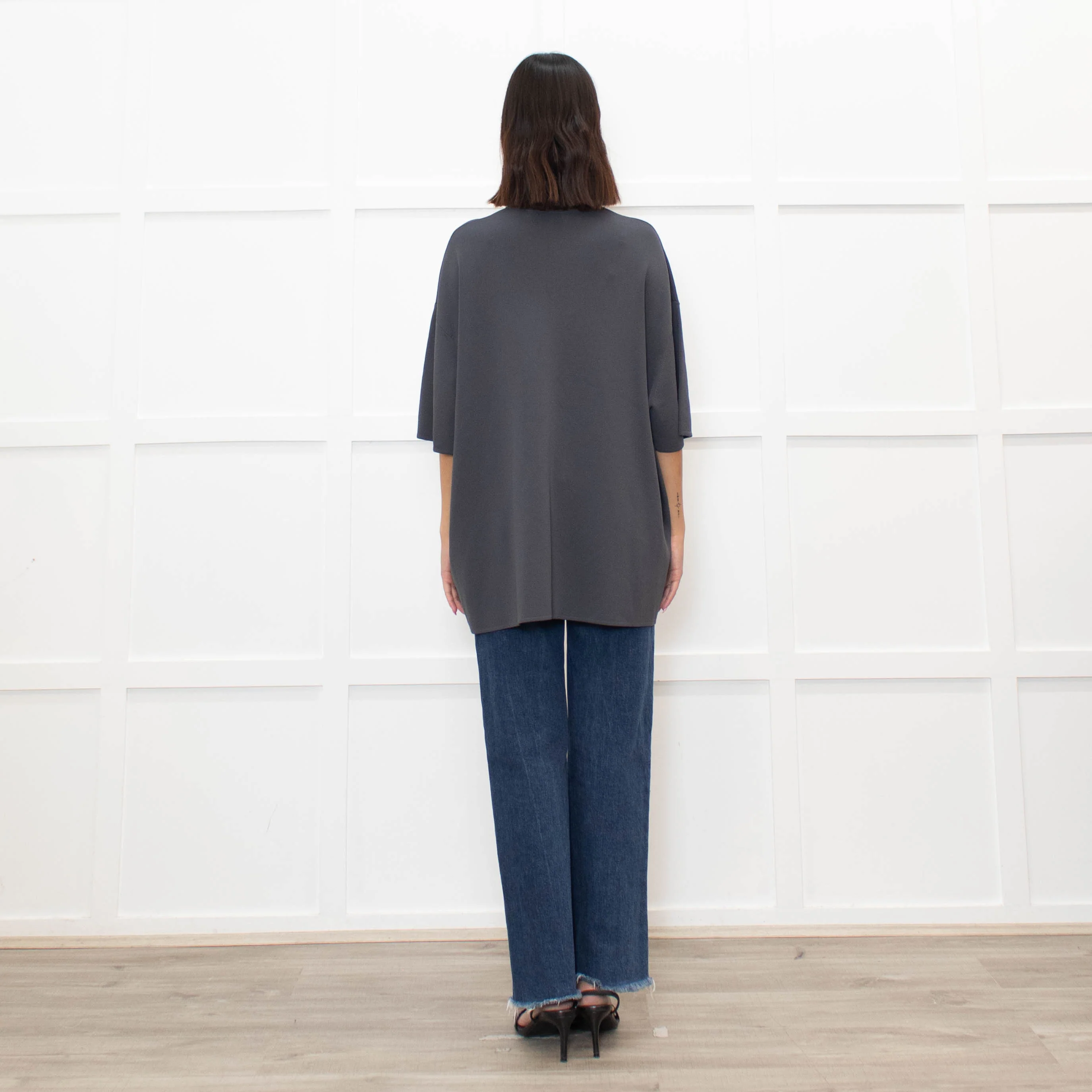 Frankie Shop Charcoal Grey Lenny Knit Short Sleeve Top - Image 5