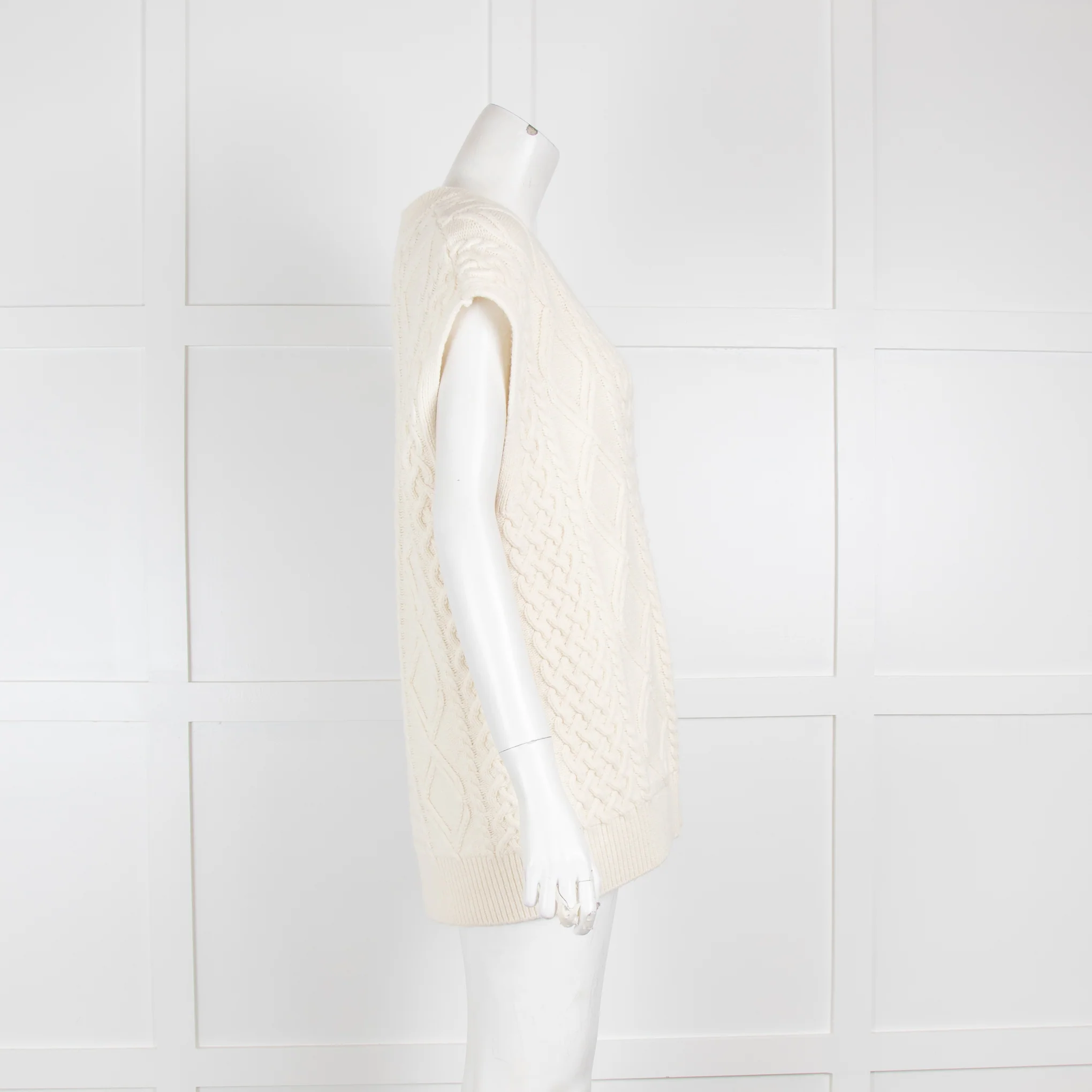 Frankie Shop Cream Cable Knit Vest - Image 2