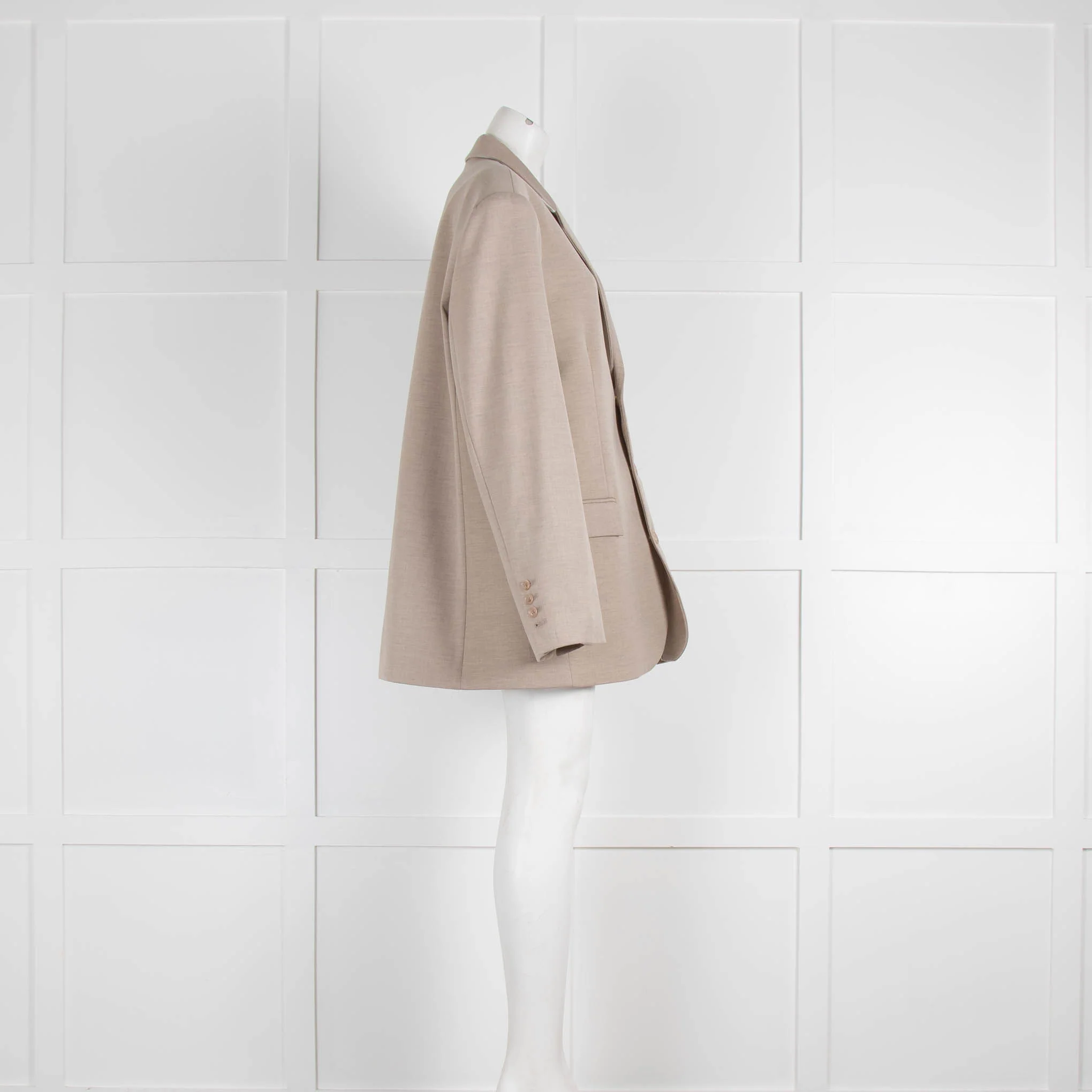 Frankie Shop Oatmeal Single Breasted Oversized Blazer - Image 2