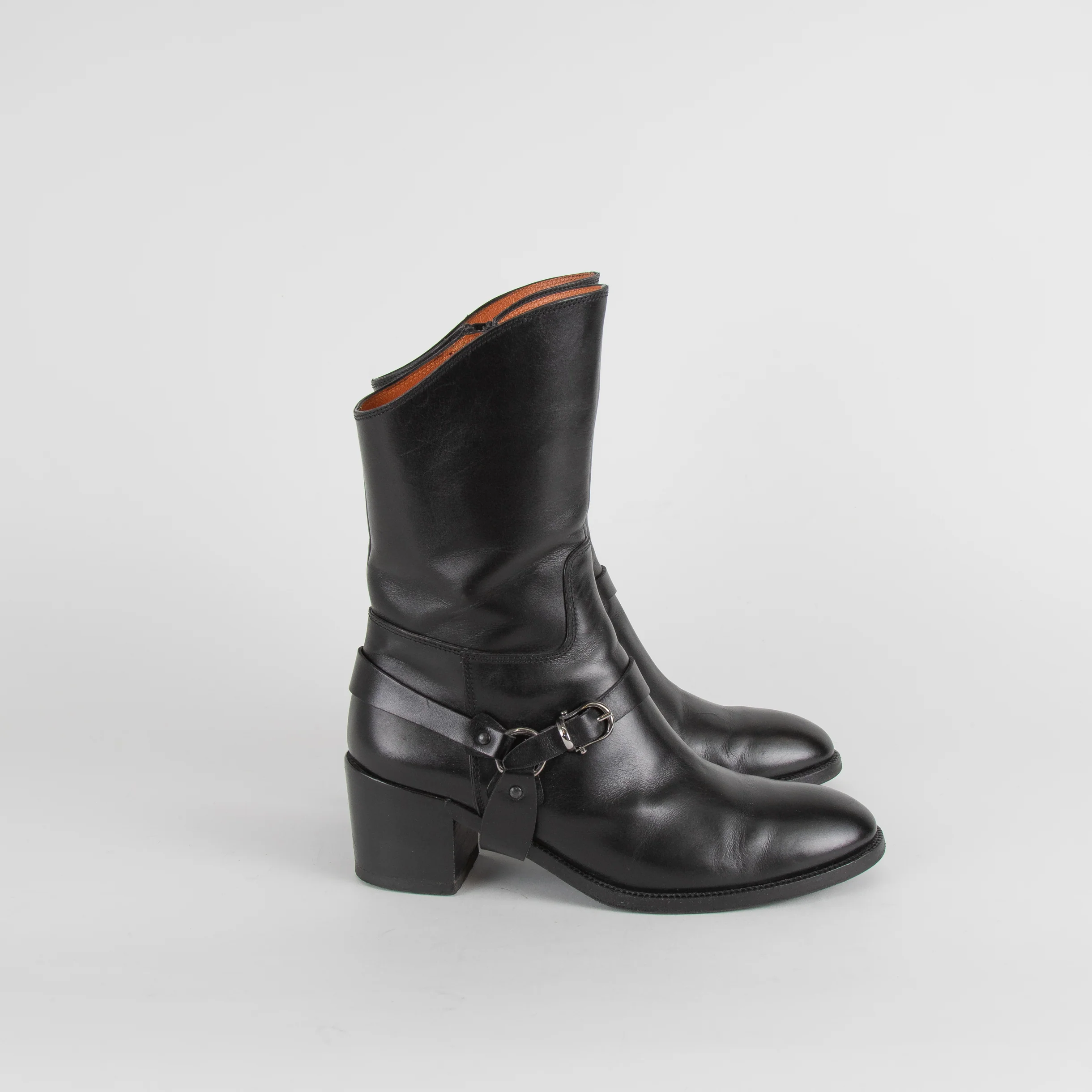 Fratelli Rossetti Black Silver Buckle Leather Ankle Boots - Image 5