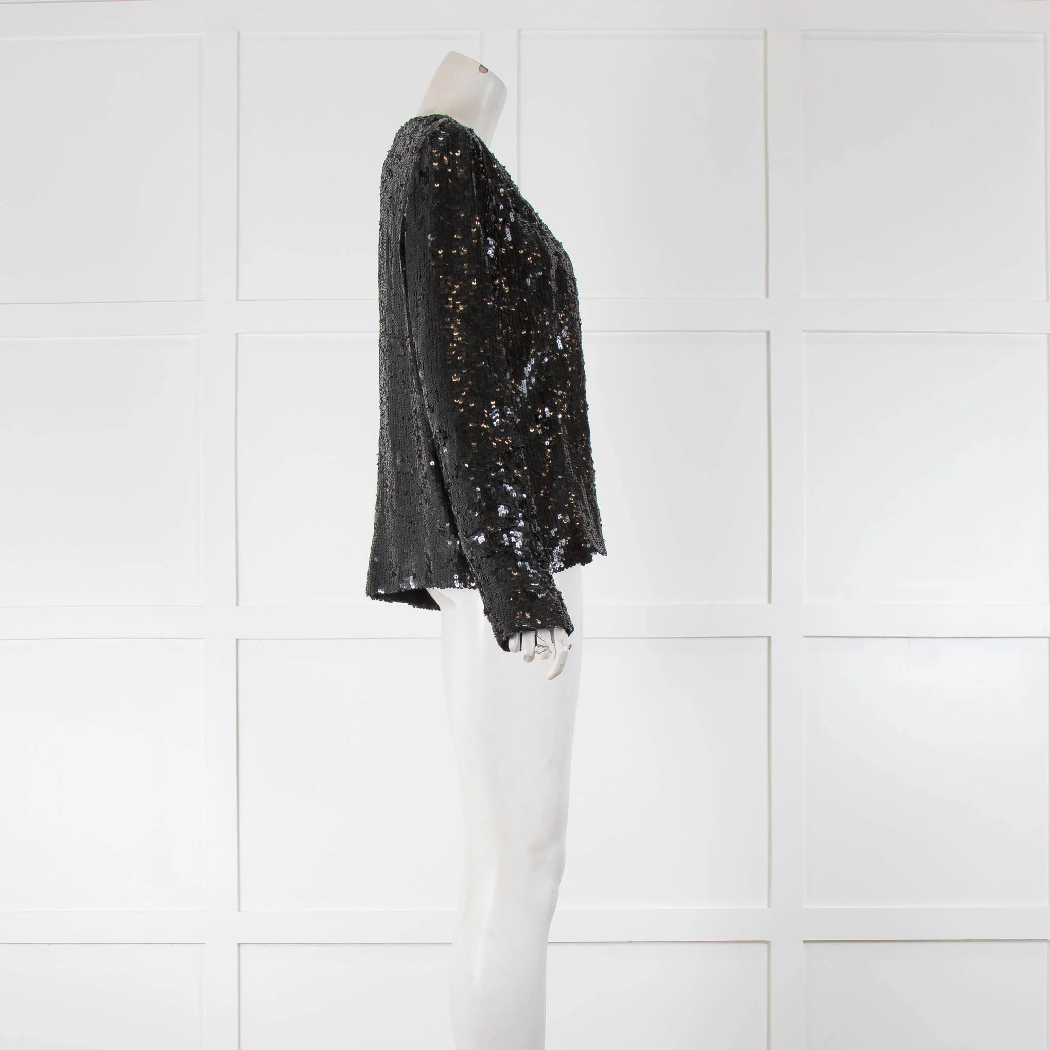 Freda Black Sequin Silk Blend Short Jacket - Image 2