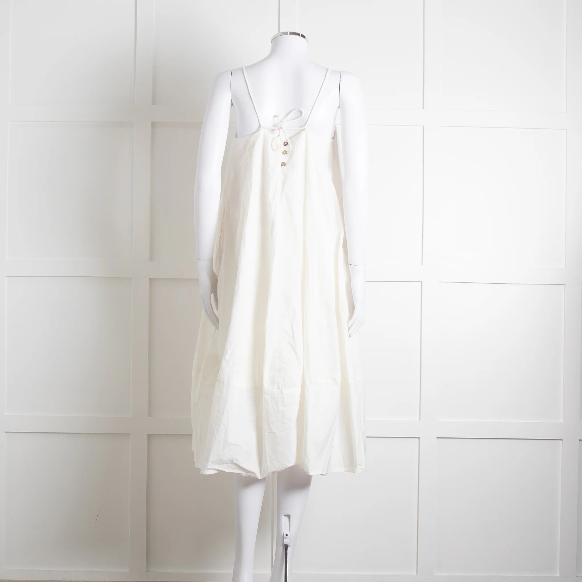 Free People Cream Cotton Spaghetti Straps Sundress - Image 5