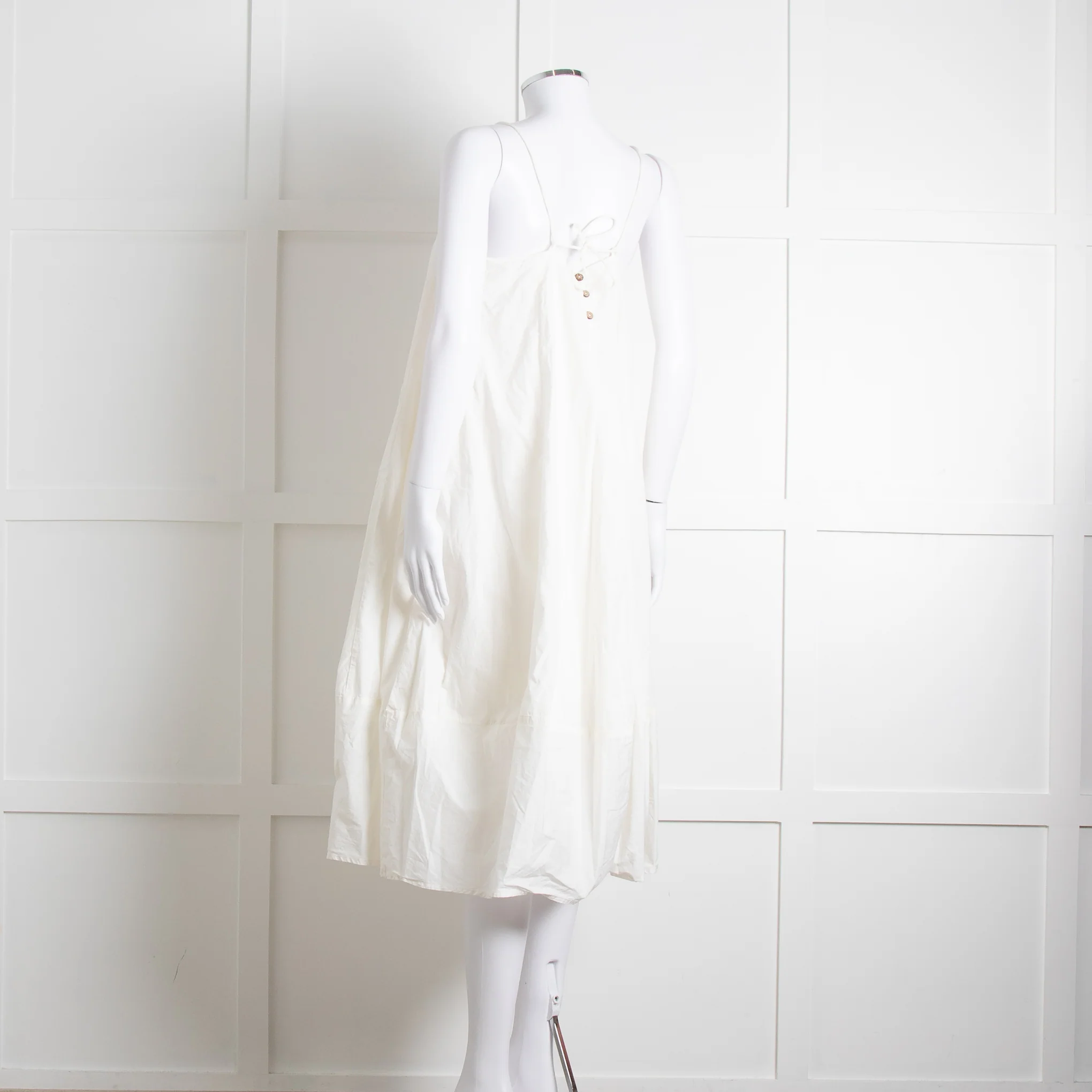 Free People Cream Cotton Spaghetti Straps Sundress - Image 6