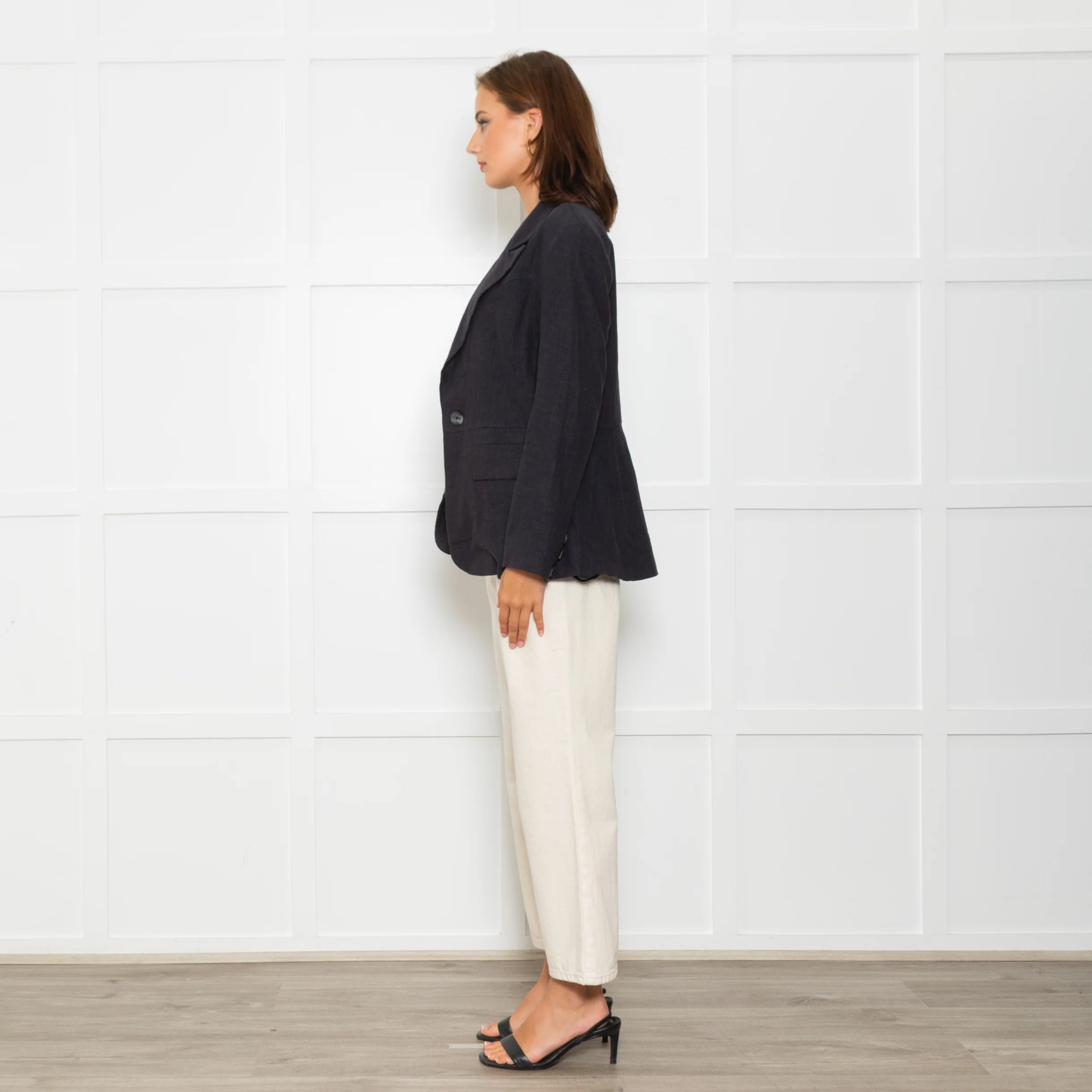 Free People Black Linen Blazer Jacket - Image 4