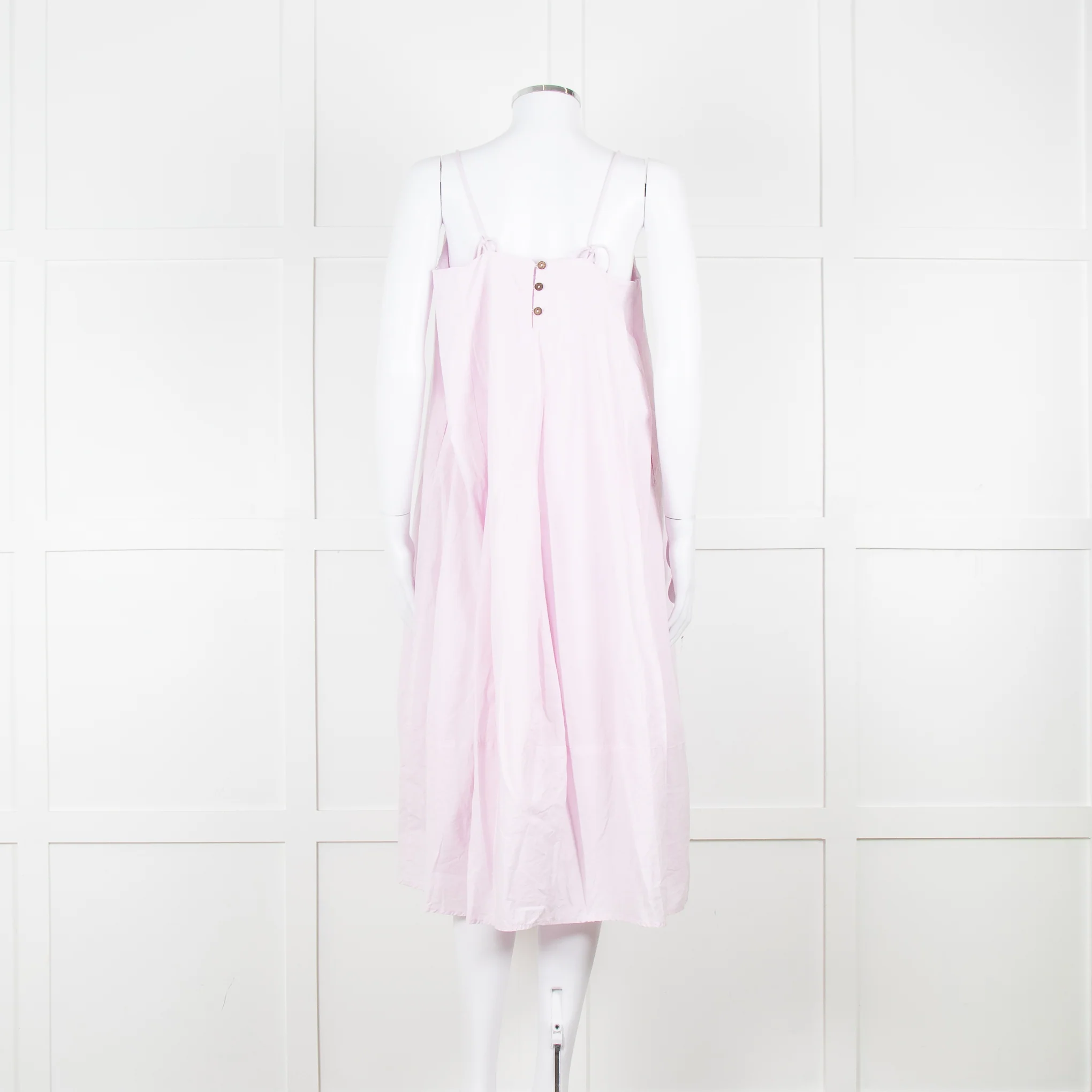 Free People Pale Pink Spaghetti Straps Cotton Sundress - Image 5