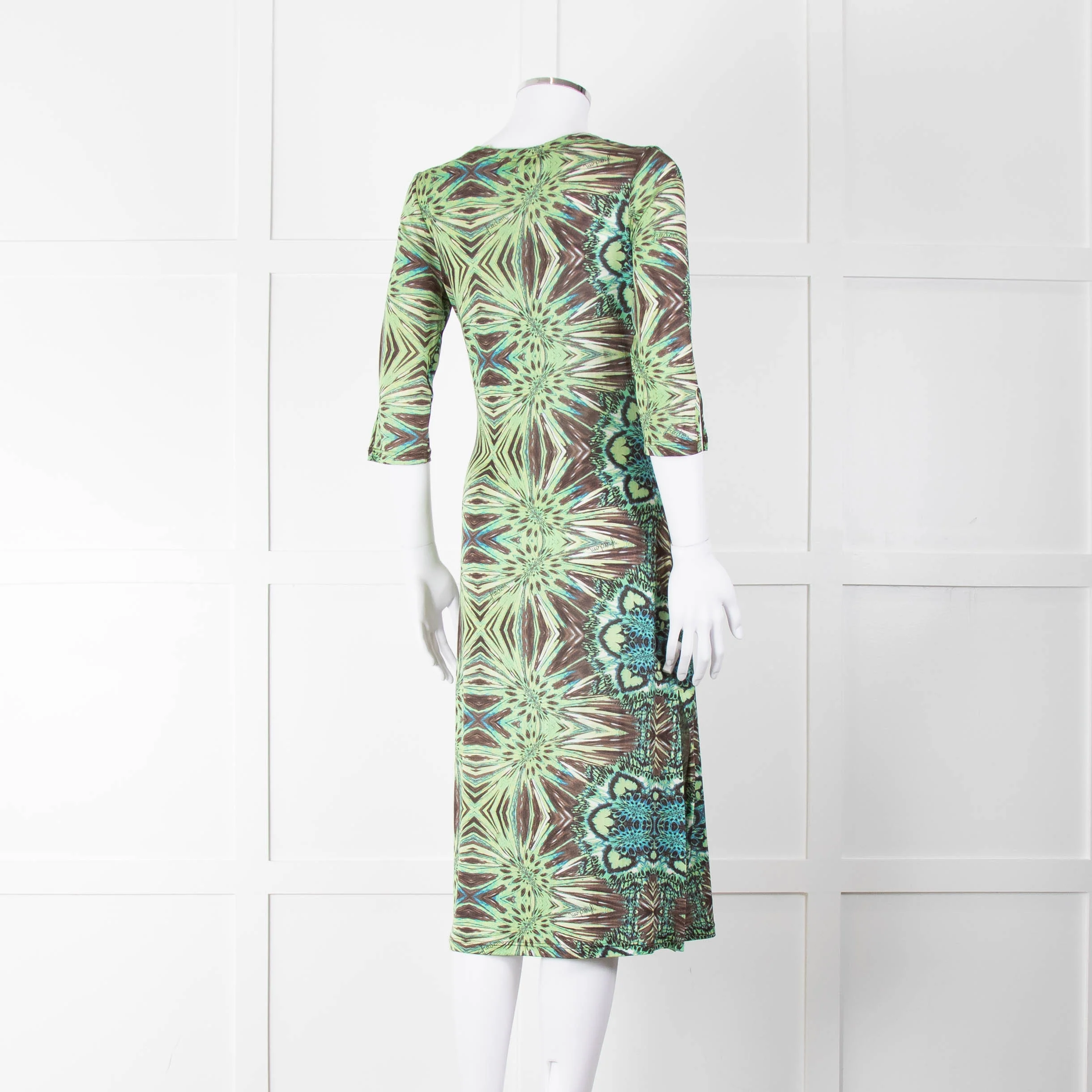 Roberto Cavalli Freedom Green Brown Print Cover Up Dress - Image 4