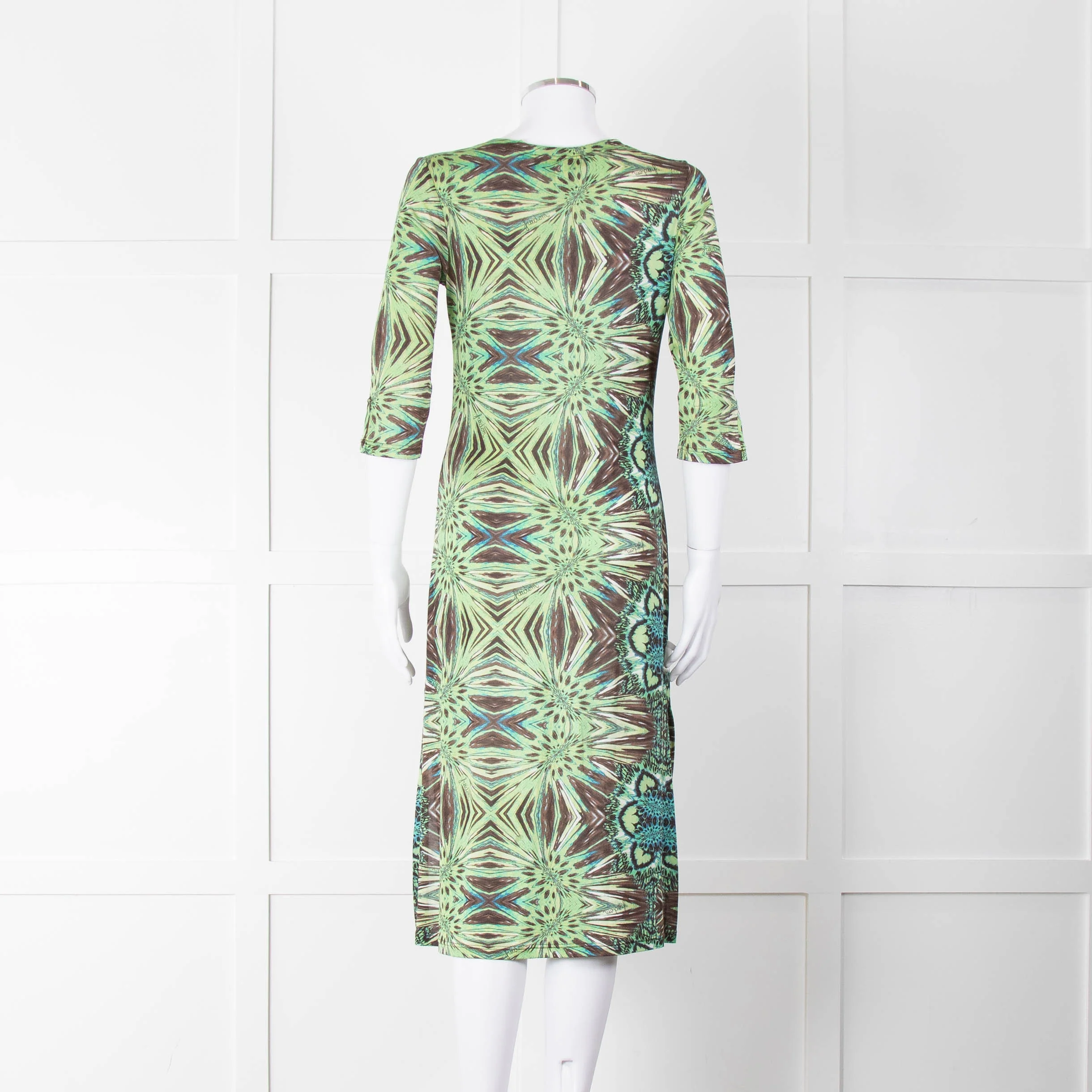 Roberto Cavalli Freedom Green Brown Print Cover Up Dress - Image 5