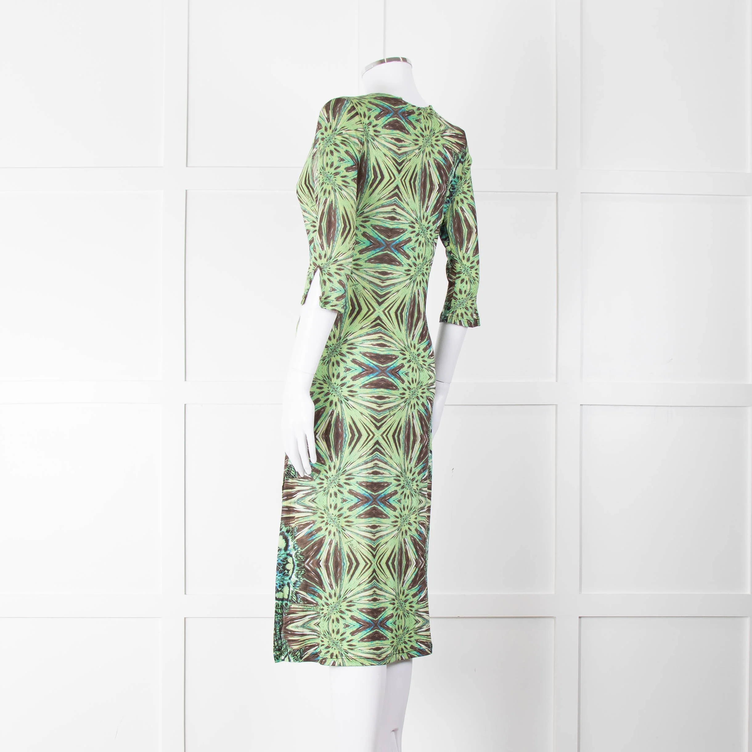 Roberto Cavalli Freedom Green Brown Print Cover Up Dress - Image 6
