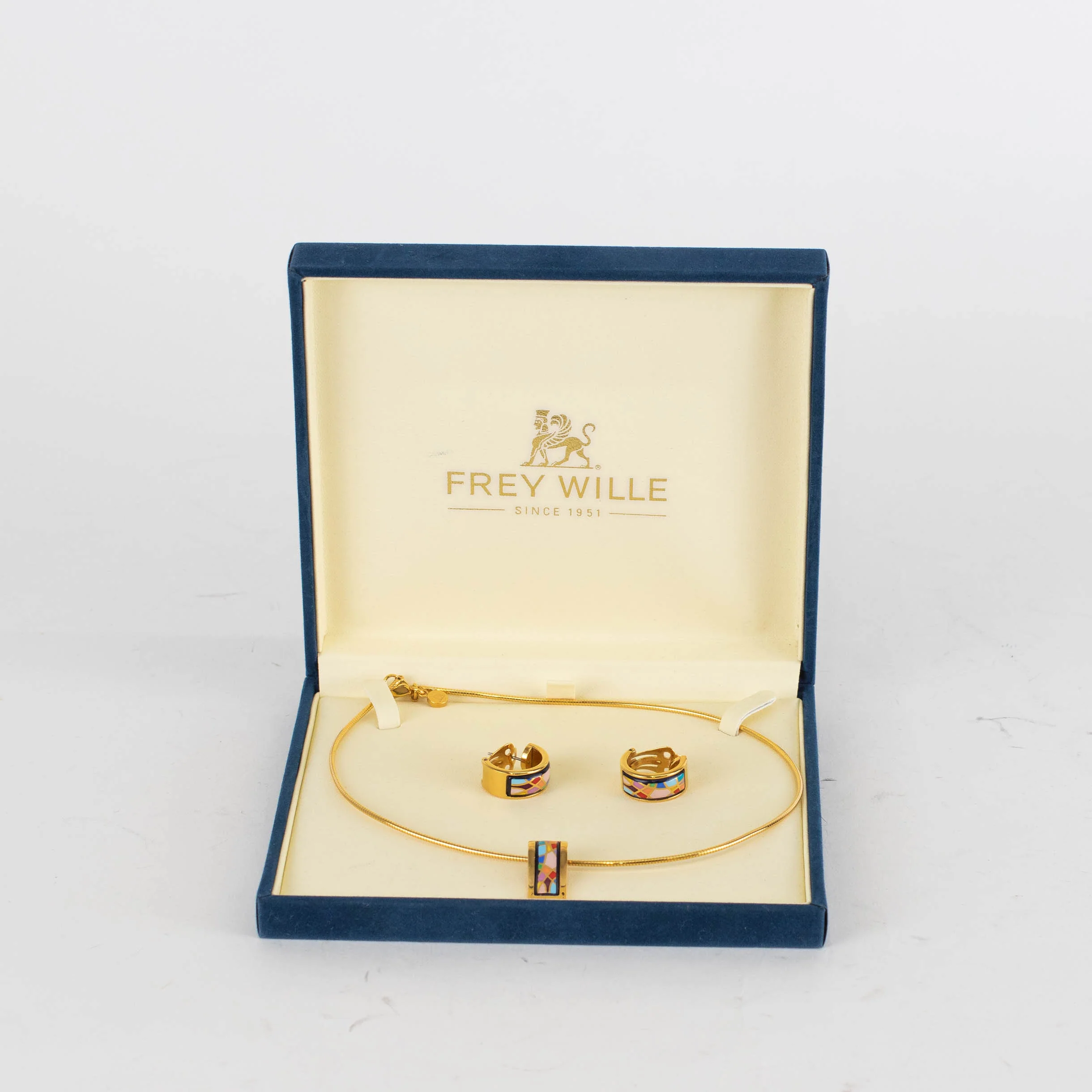 Frey Wille 24kt Gold Plated Enamel Choker And Earrings Set