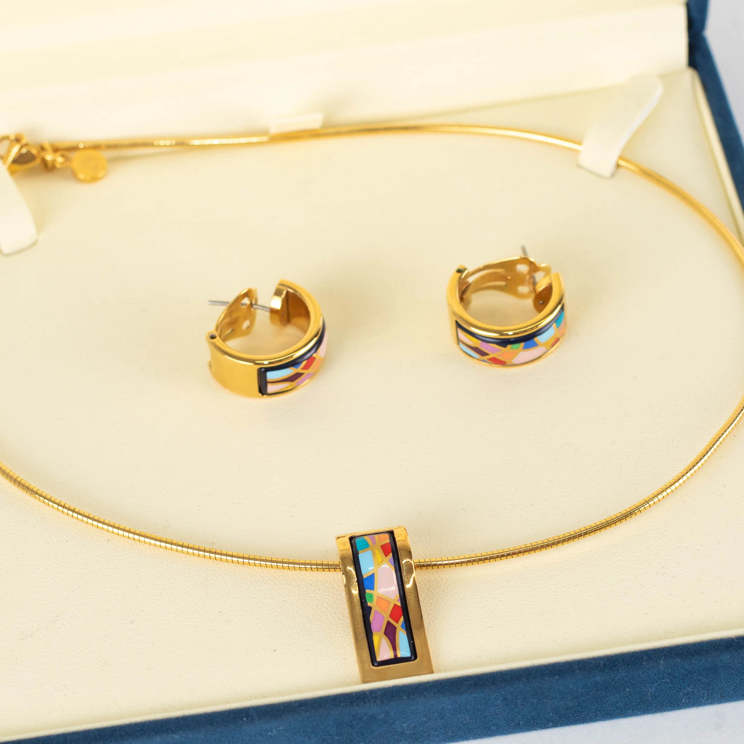 Frey Wille 24kt Gold Plated Enamel Choker And Earrings Set - Image 2