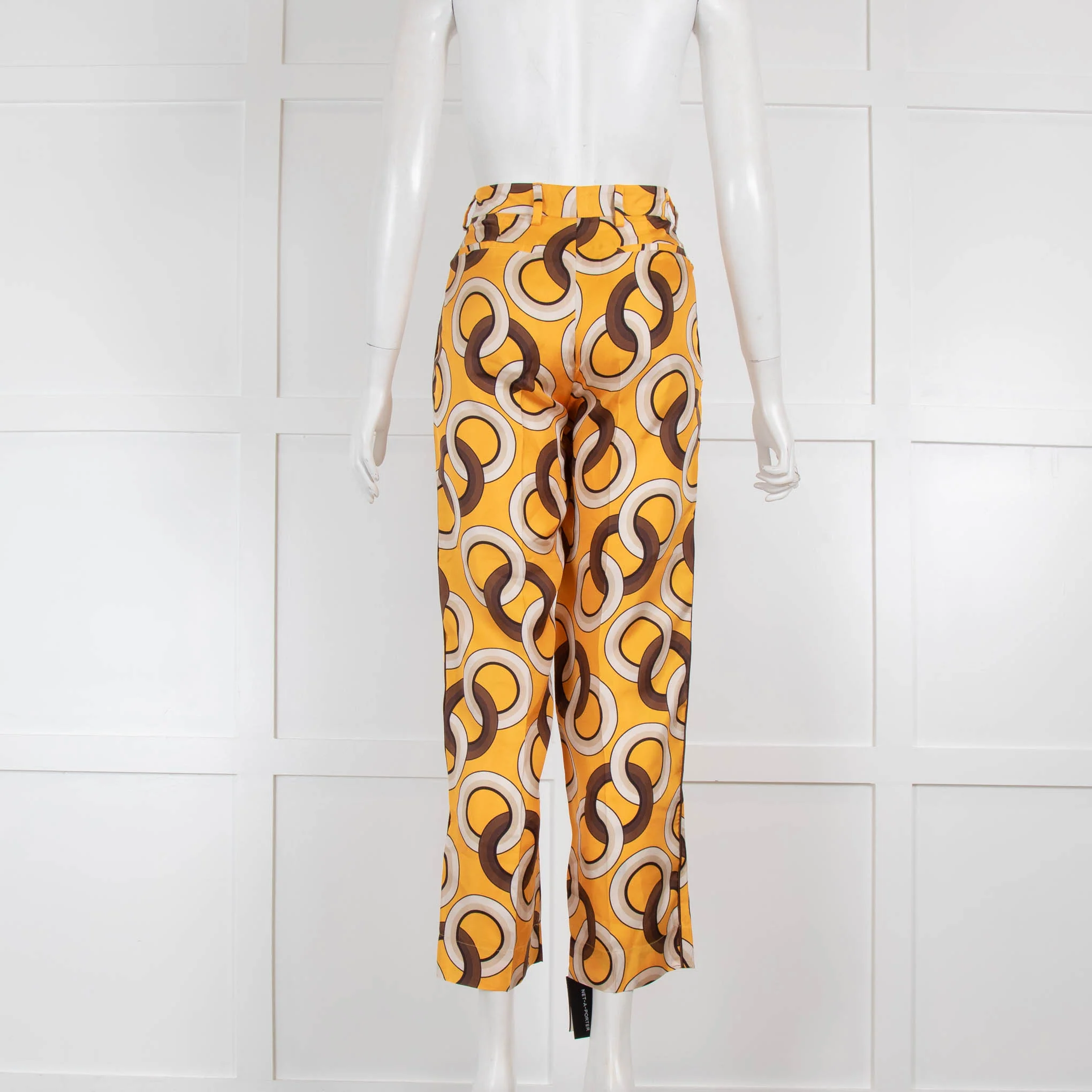 F.R.S. Orange Brown Circle Print Silk Trousers - Image 3