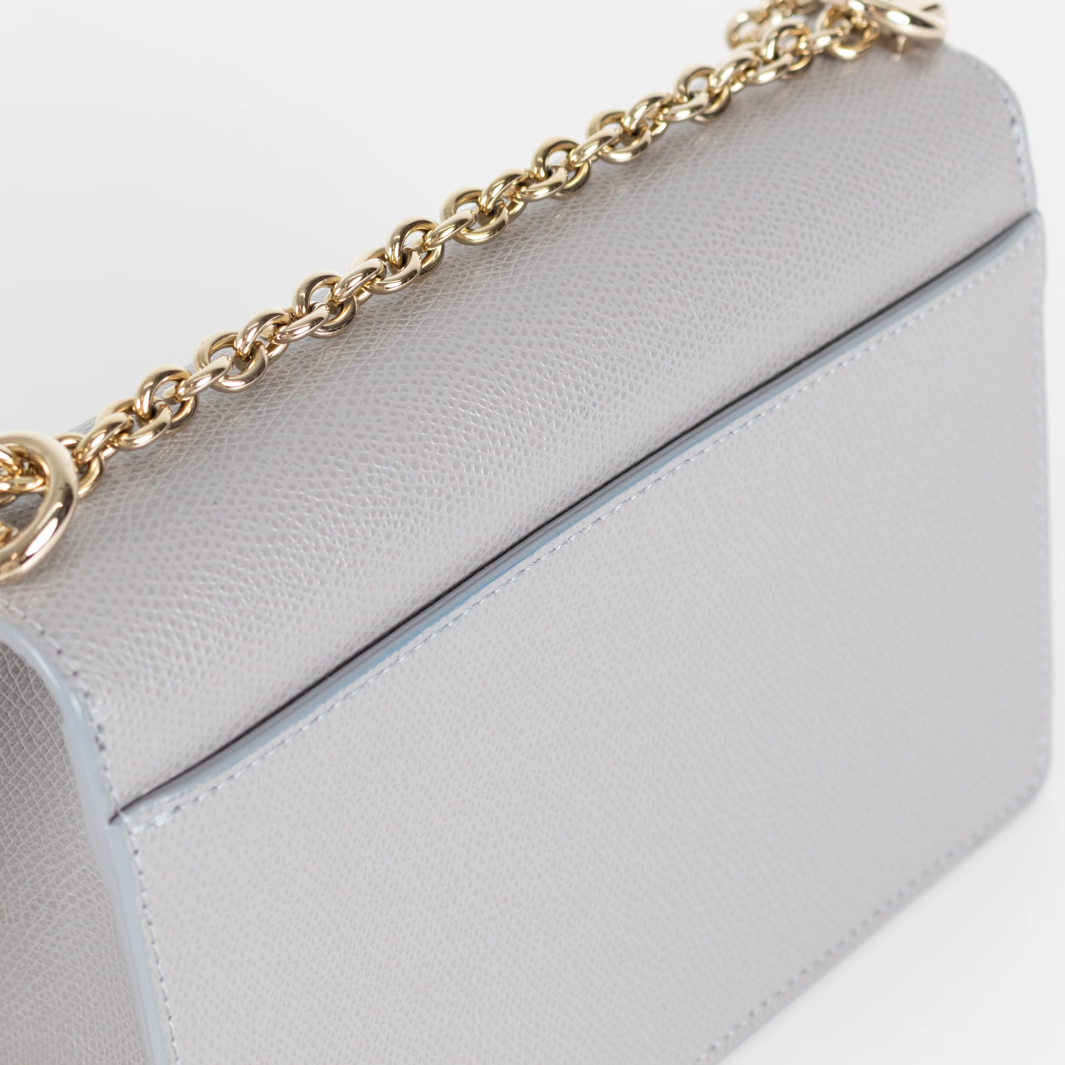 Furla Grey 1927 Grey Mini Crossbody With Fixed Gold Chain Strap - Image 11