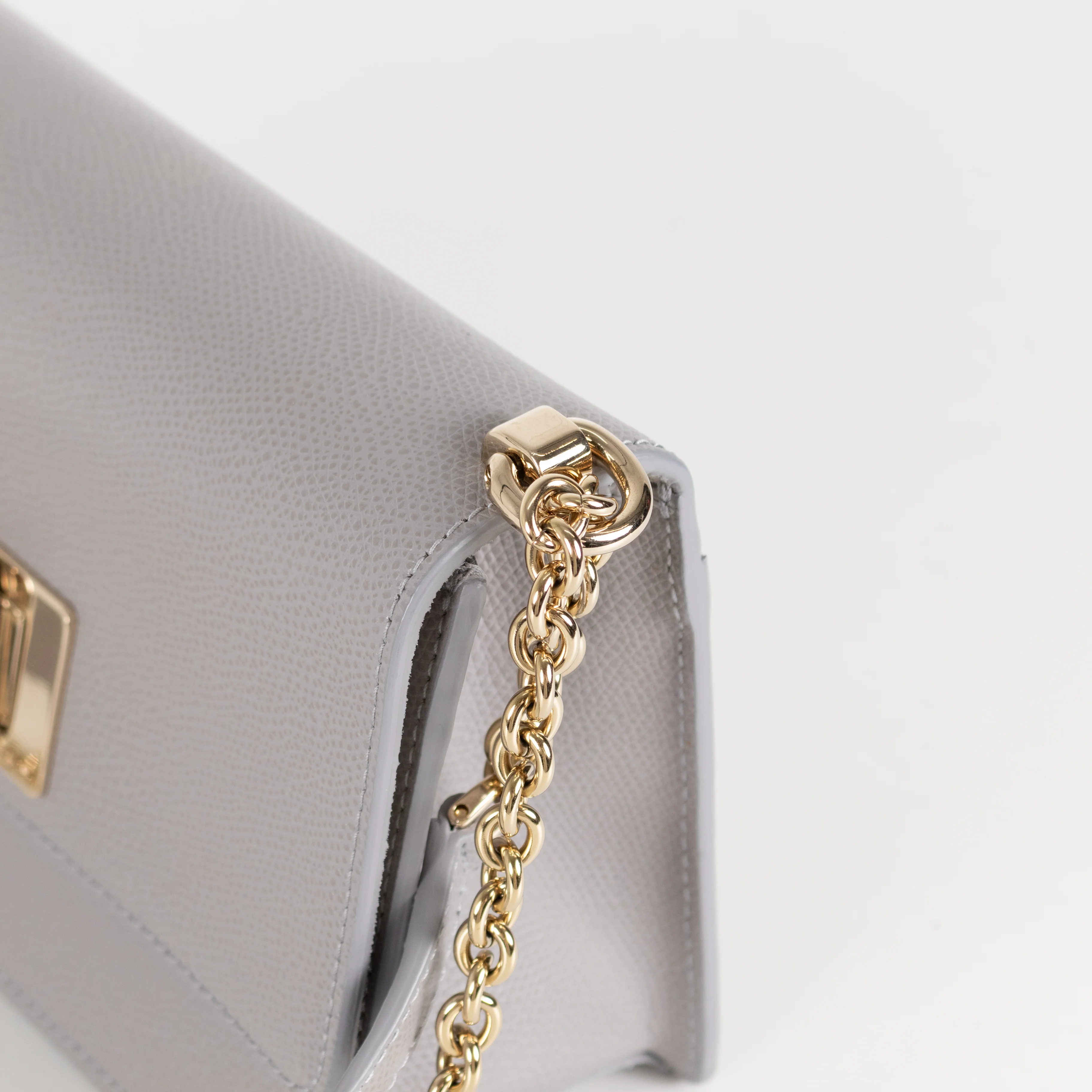 Furla Grey 1927 Grey Mini Crossbody With Fixed Gold Chain Strap - Image 12