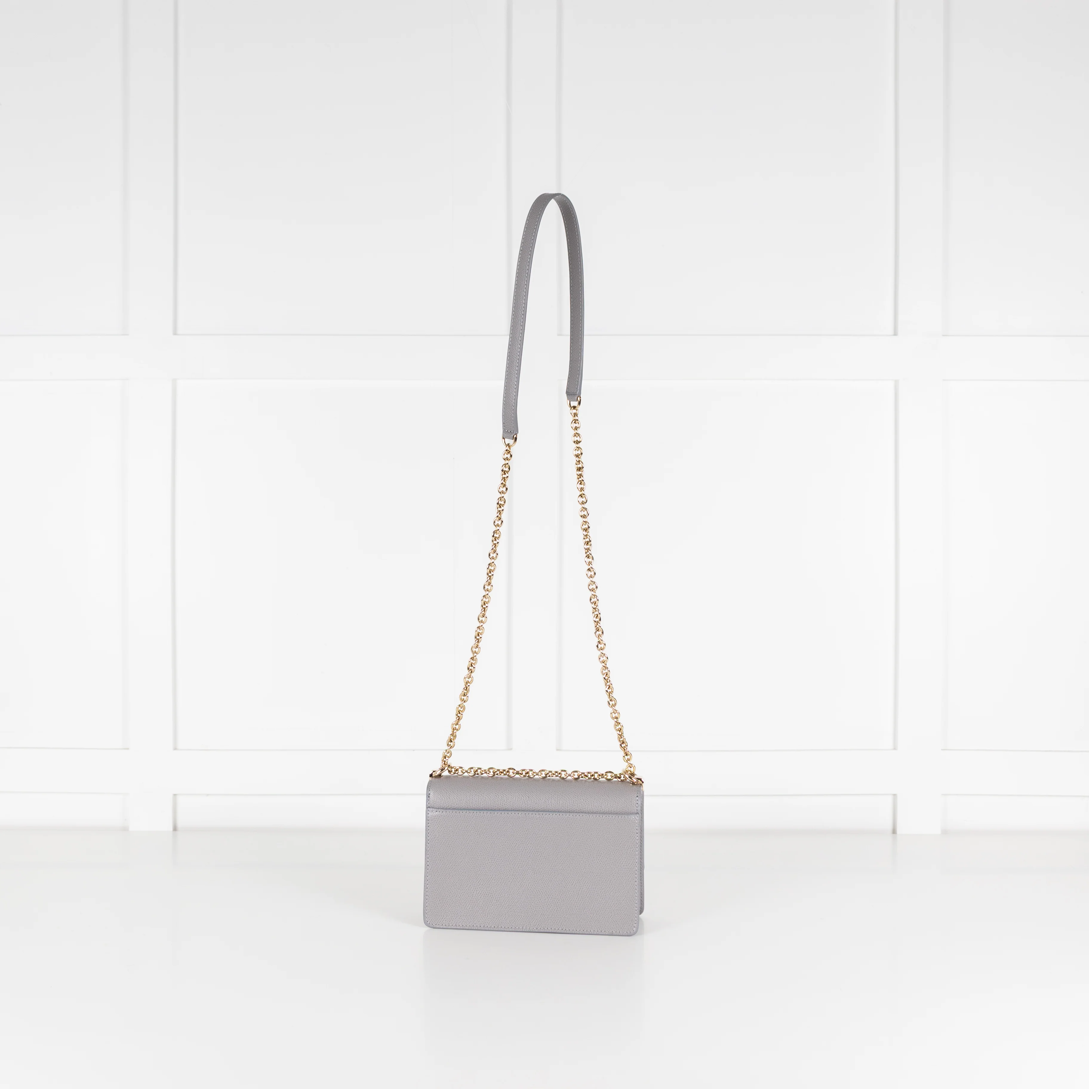 Furla Grey 1927 Grey Mini Crossbody With Fixed Gold Chain Strap - Image 3