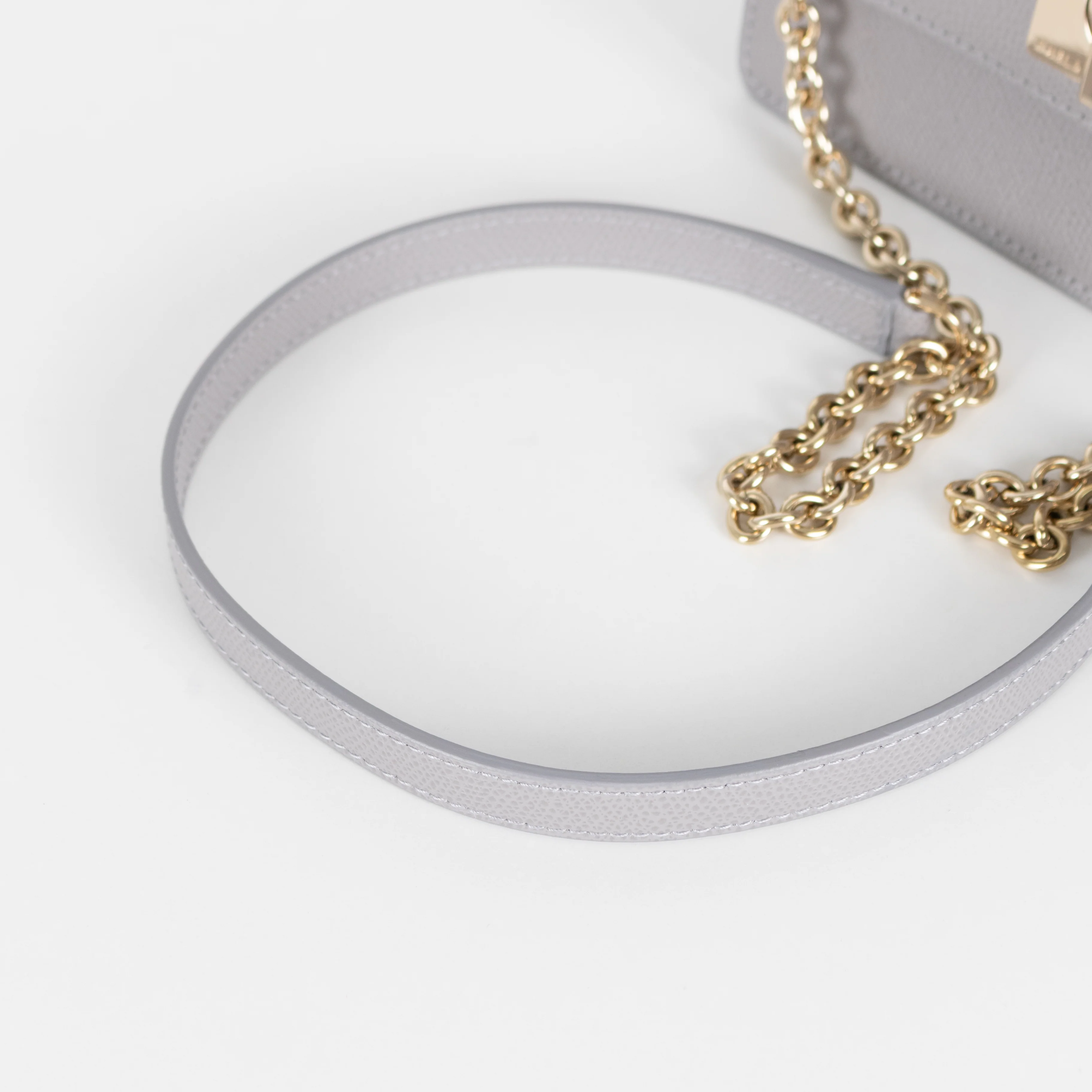Furla Grey 1927 Grey Mini Crossbody With Fixed Gold Chain Strap - Image 7