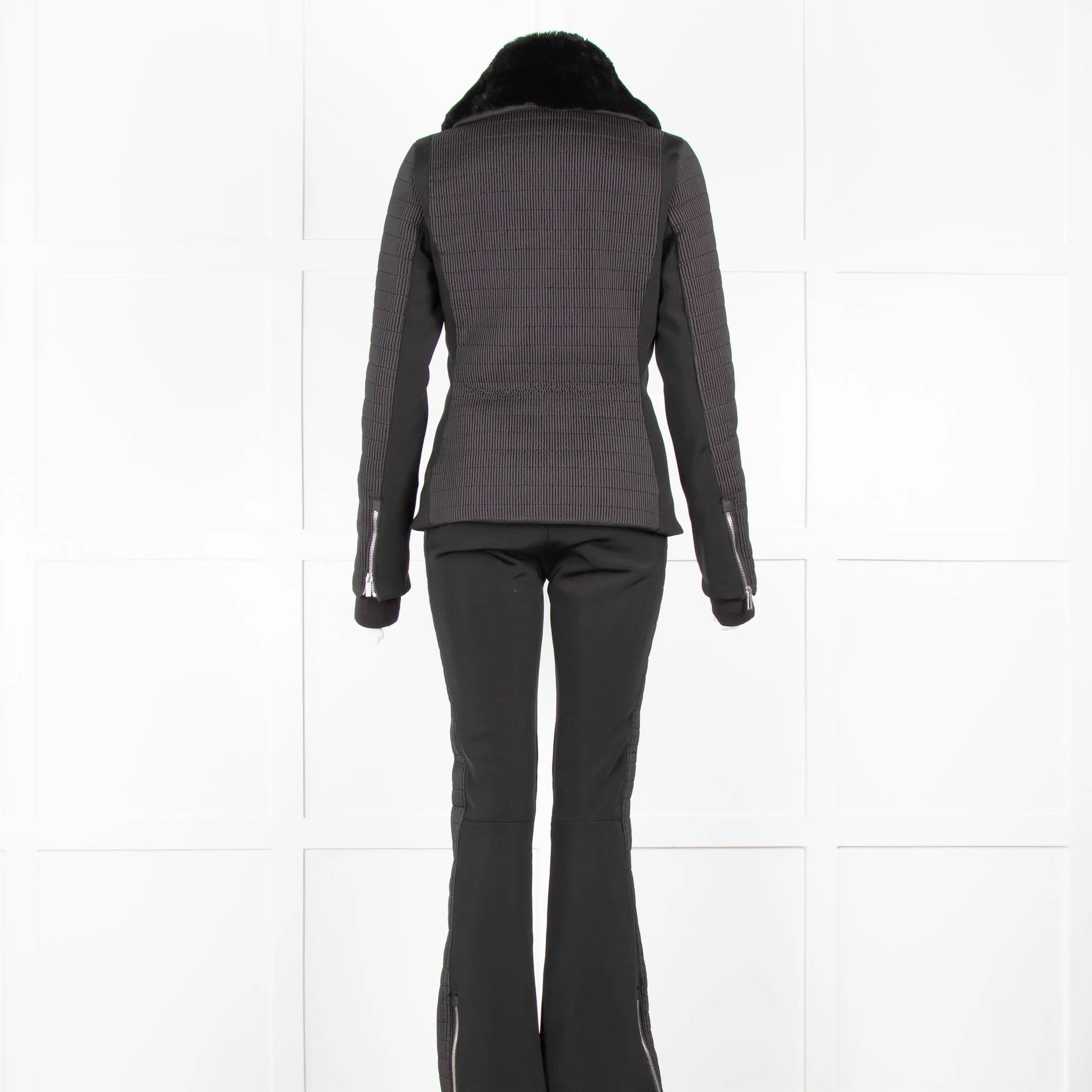Fusalp Black Ski Jacket with Fur Collar and Salopettes - Image 3