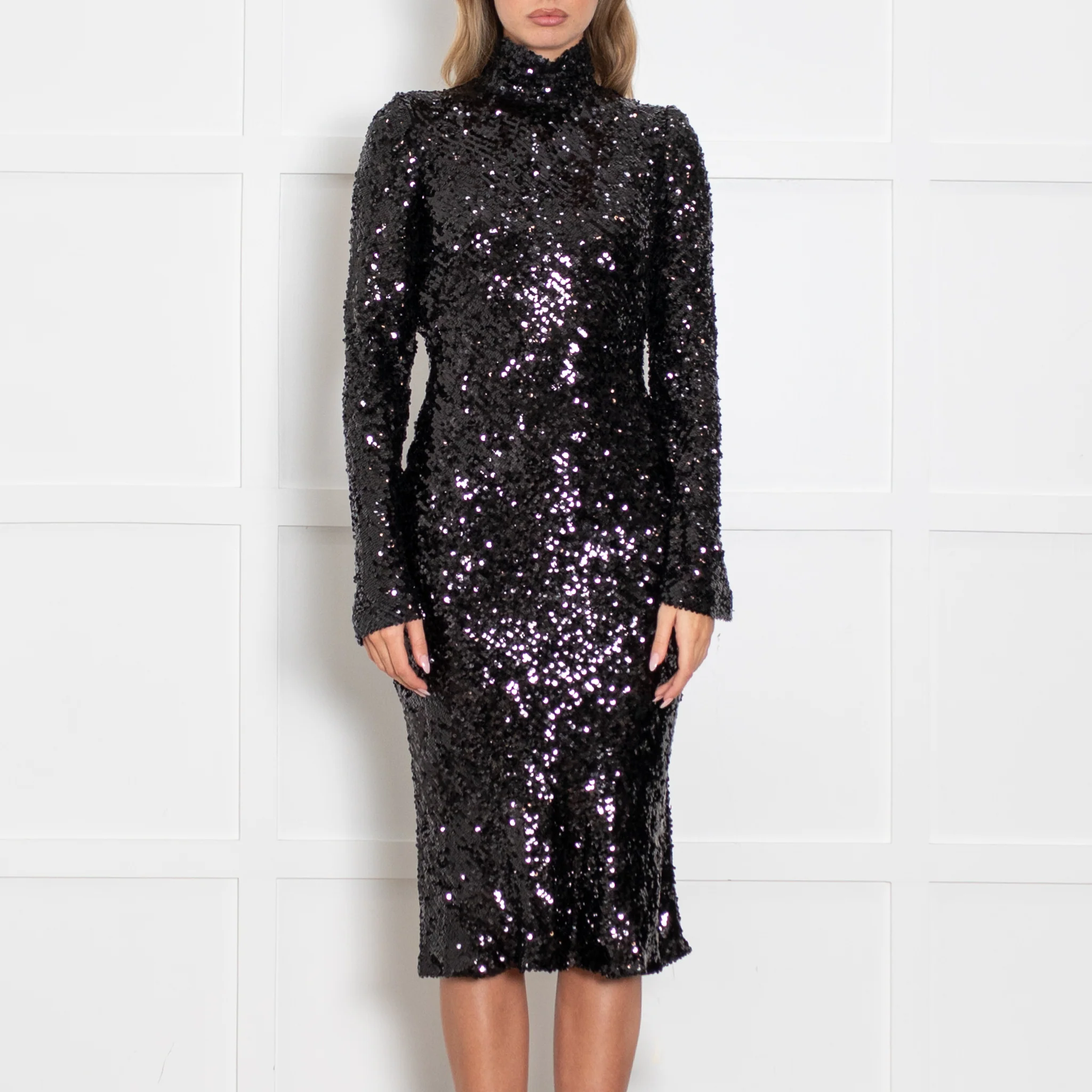 Galvan Black Sequin Backless Dress - Image 2