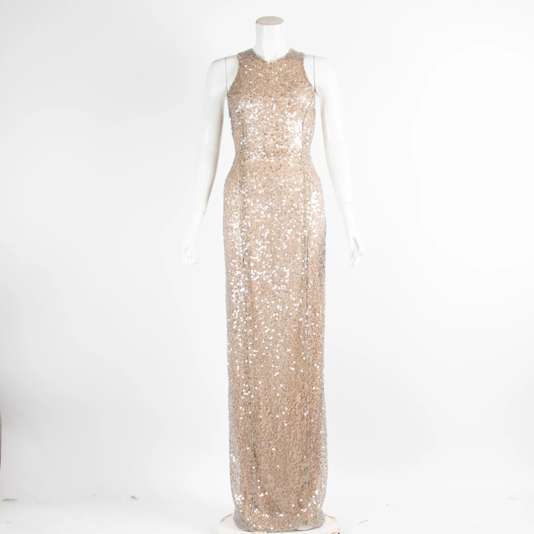 Galvan London Grey And Gold Sequin Long Dress