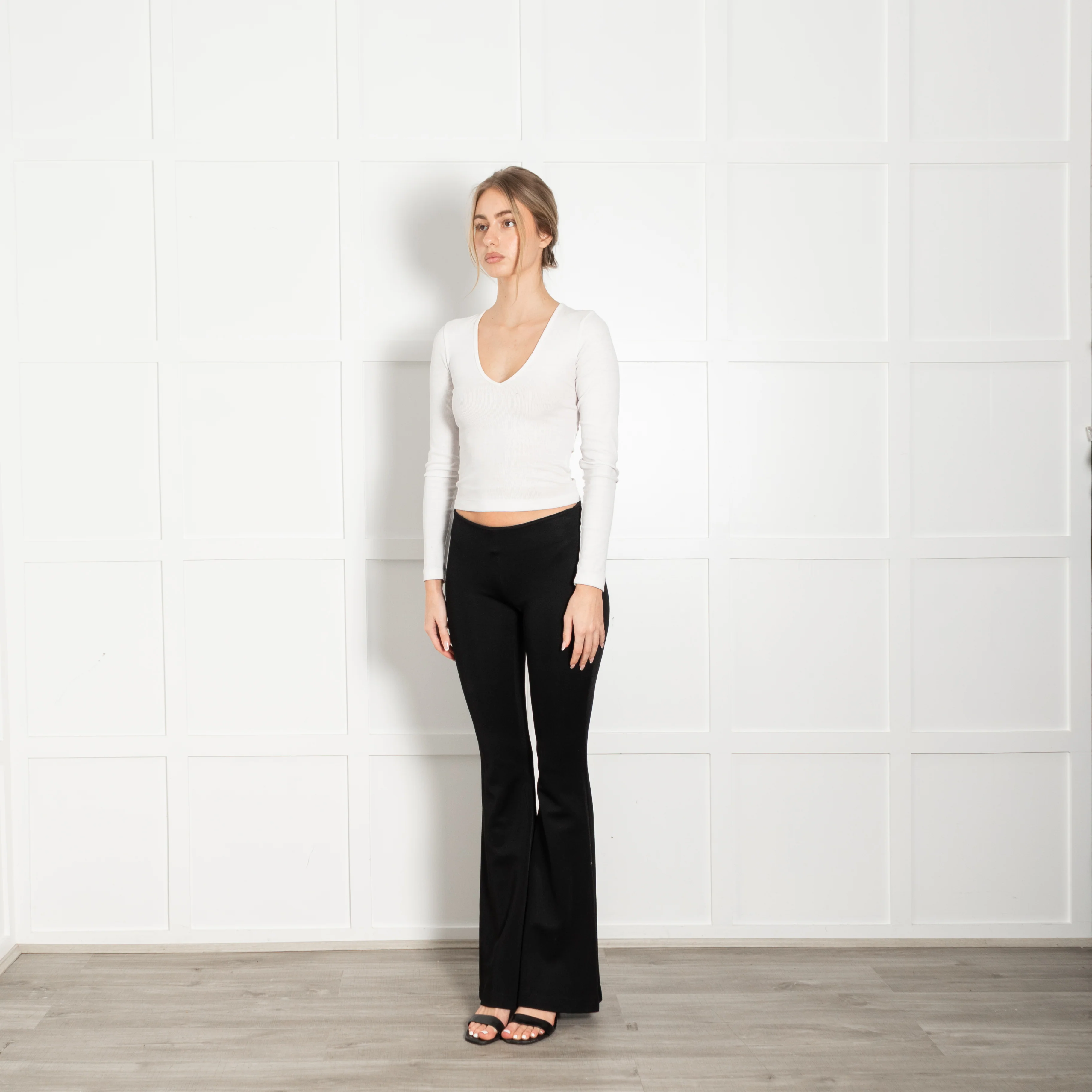 Galvan London Stretch-knit Jersey Flare Trousers - Image 3