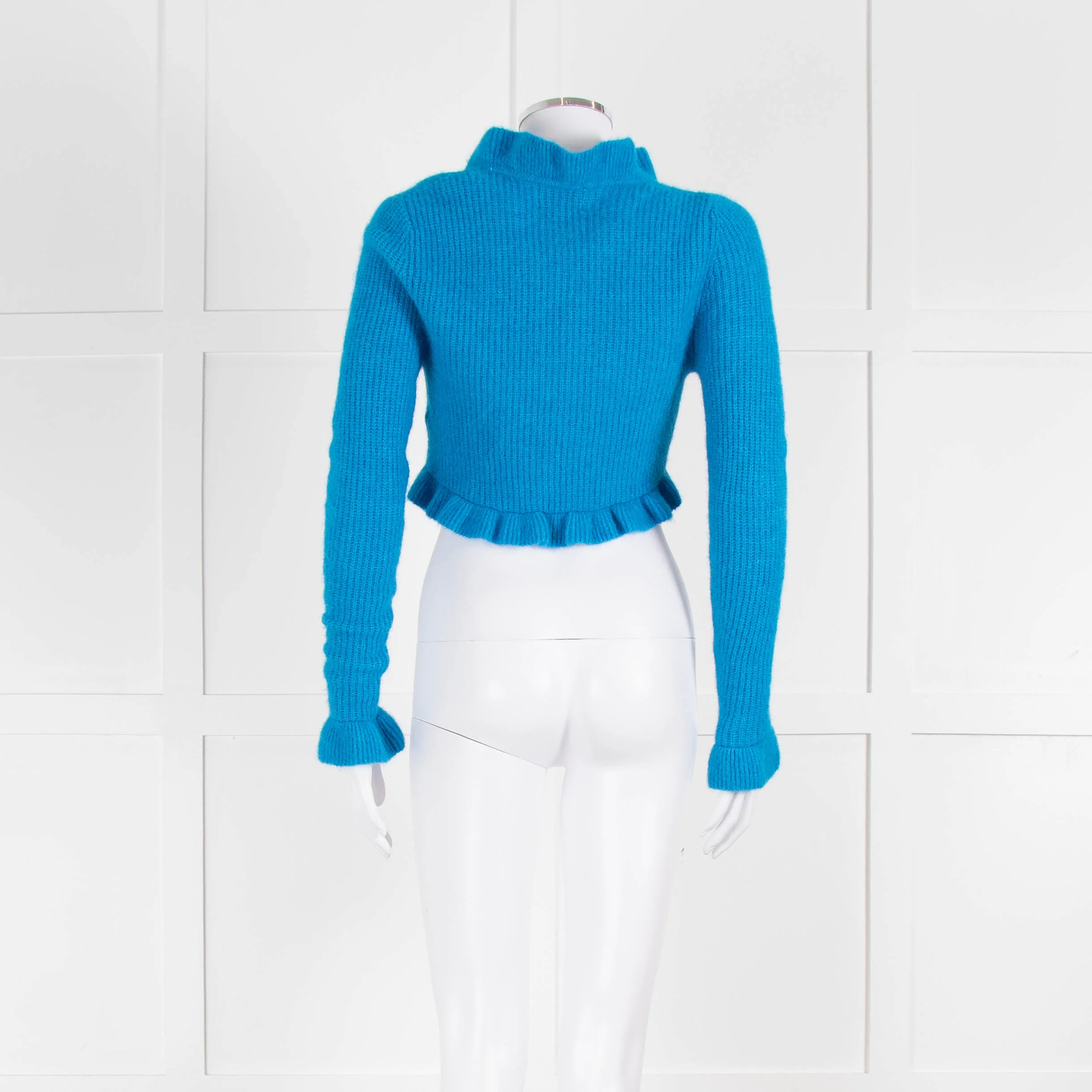Ganni Azure Blue Cropped Cardigan With Ties - Image 5