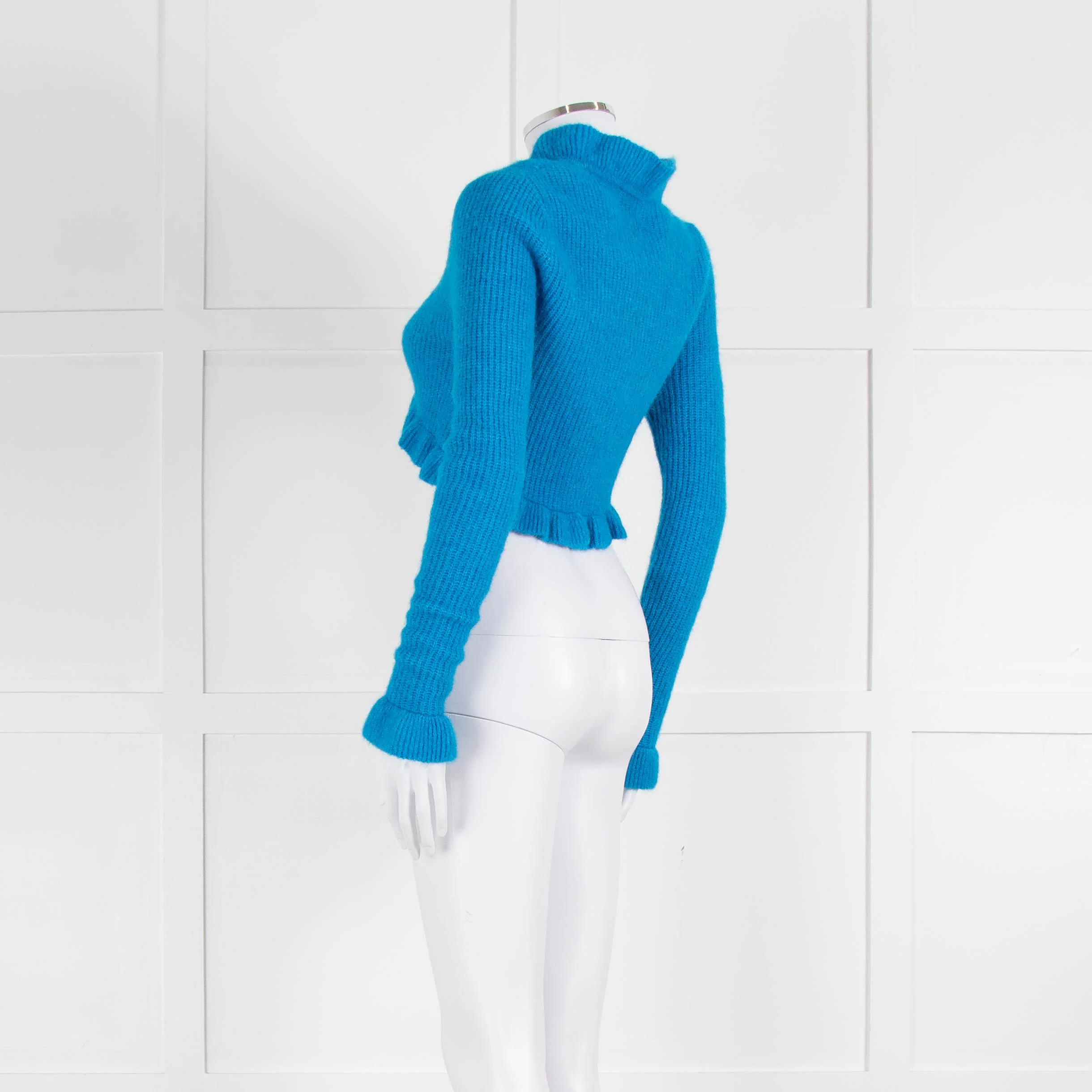 Ganni Azure Blue Cropped Cardigan With Ties - Image 6