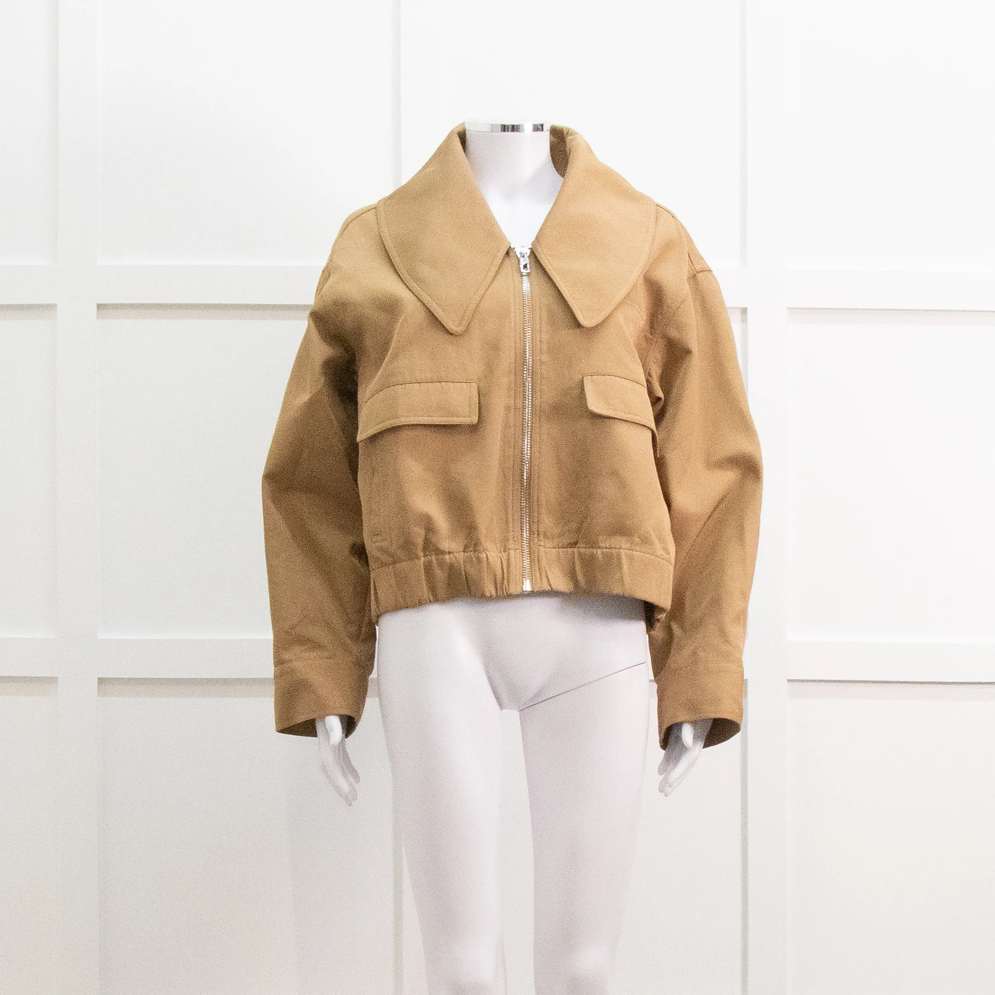 Ganni Beige Heavy Twill Wide Collard Jacket
