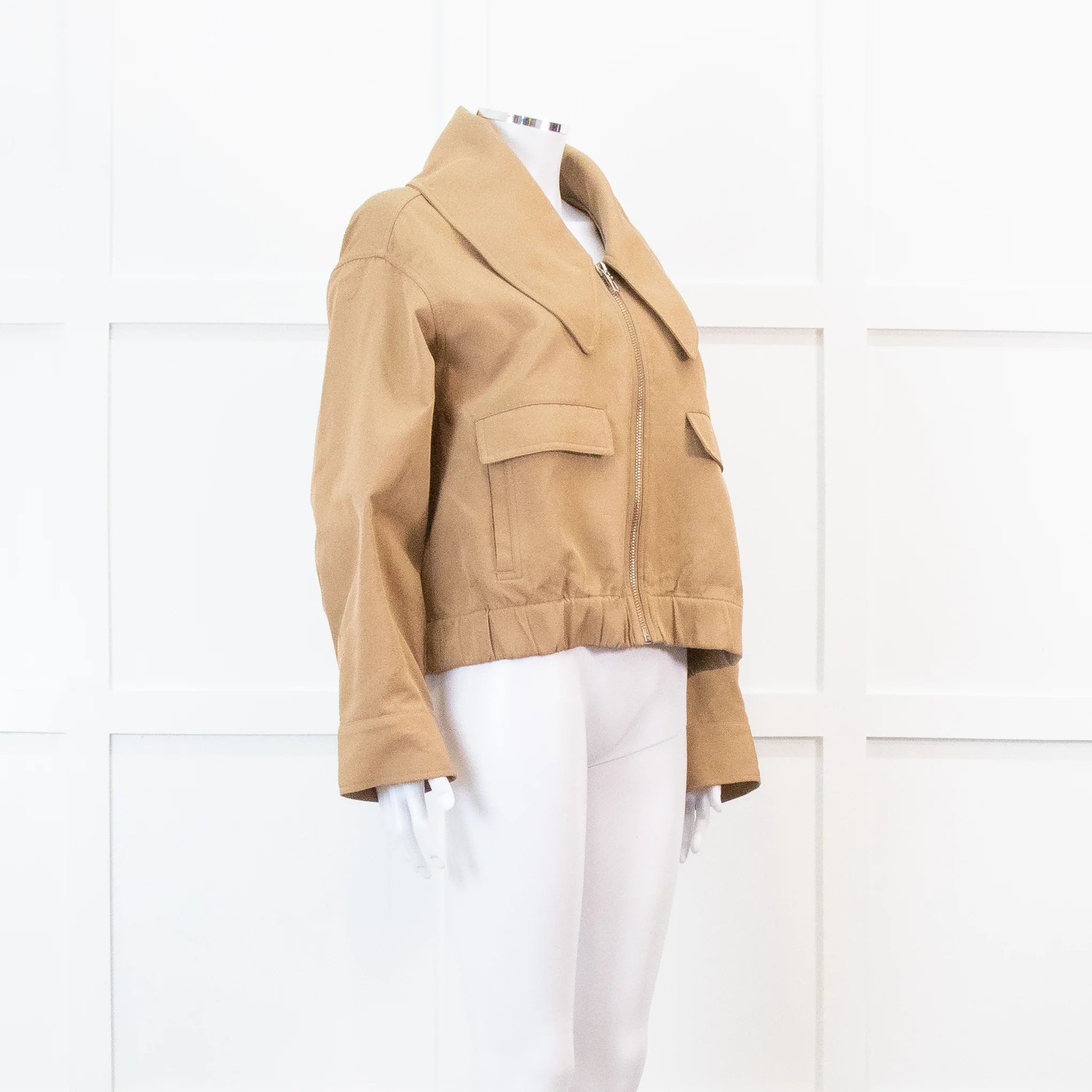 Ganni Beige Heavy Twill Wide Collard Jacket - Image 2