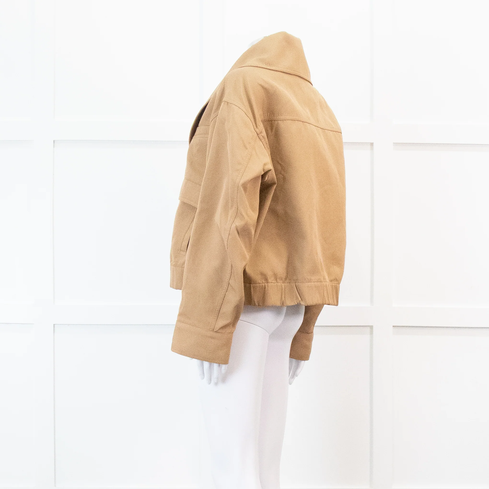 Ganni Beige Heavy Twill Wide Collard Jacket - Image 6