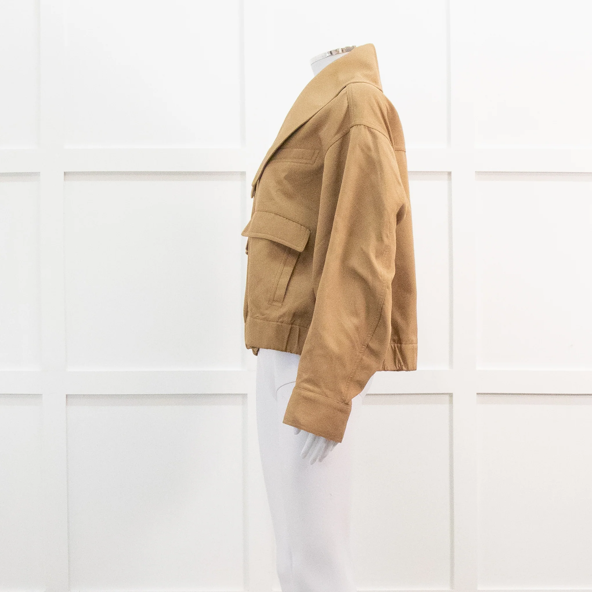 Ganni Beige Heavy Twill Wide Collard Jacket - Image 7