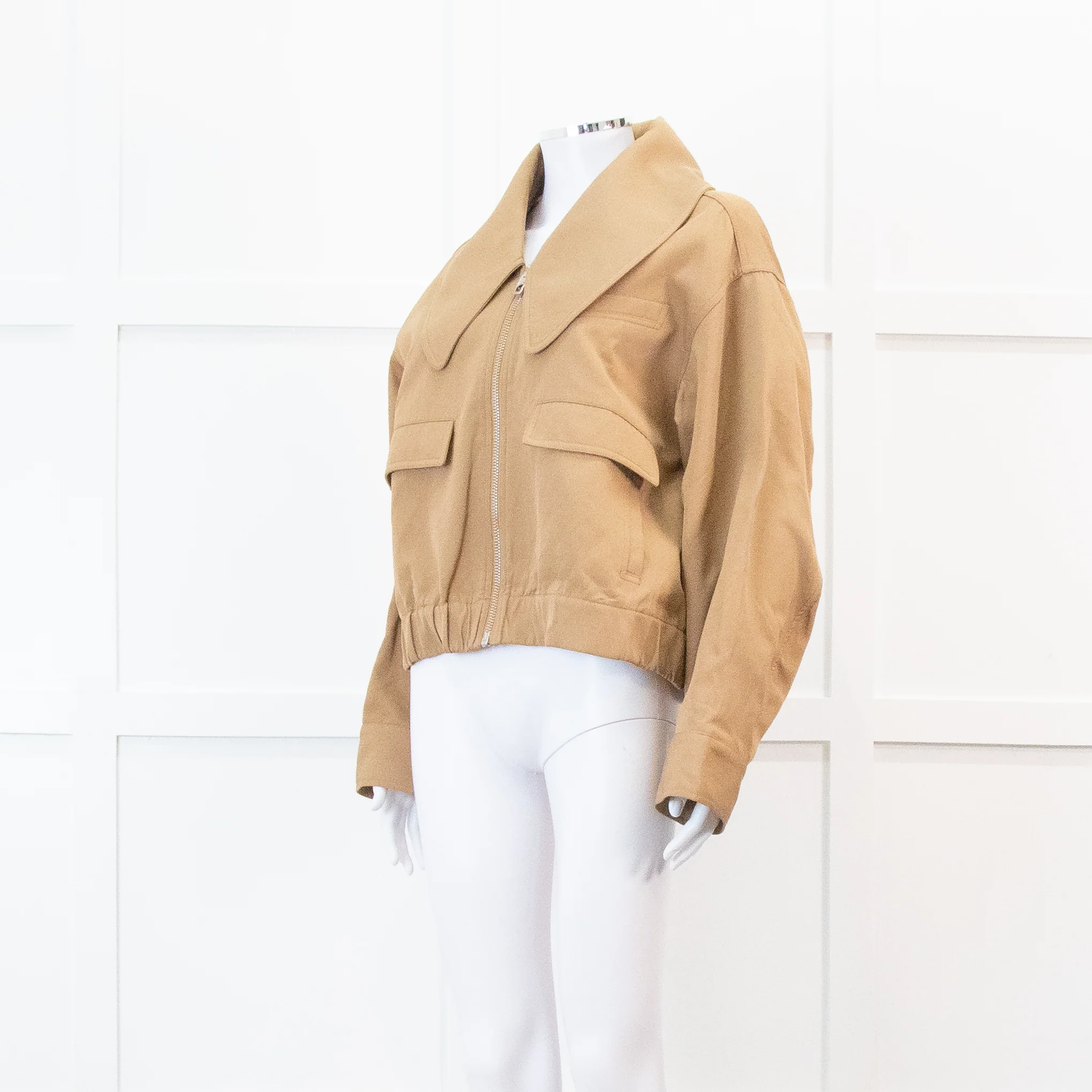Ganni Beige Heavy Twill Wide Collard Jacket - Image 8