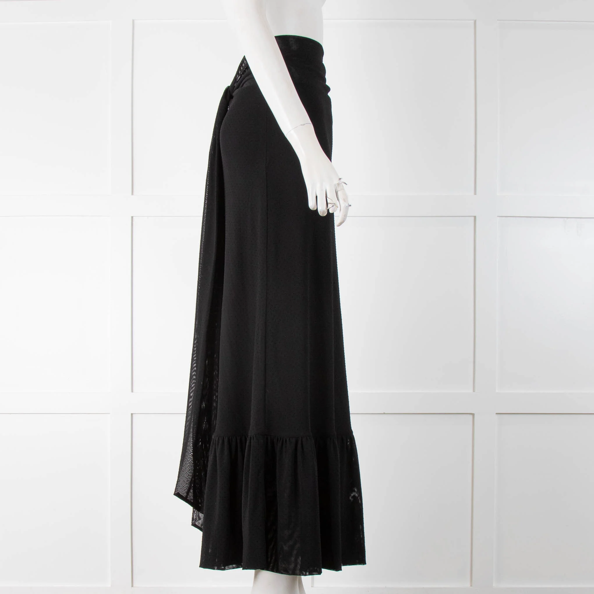 Ganni Black Dot Peplum Maxi Skirt - Image 2