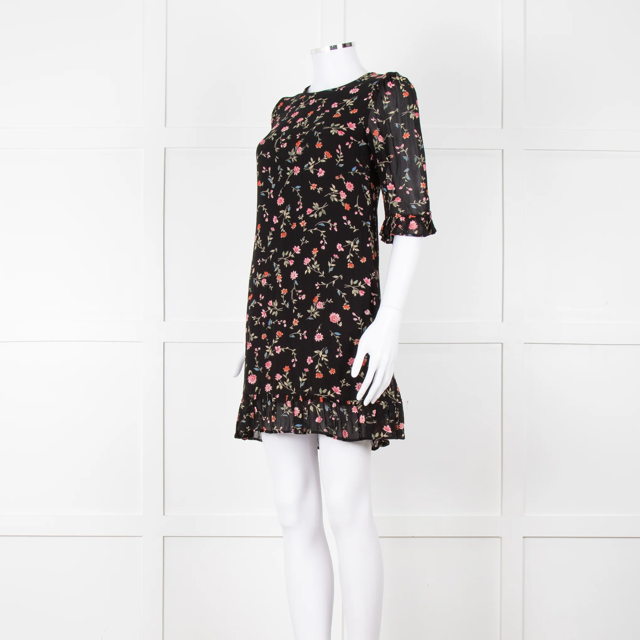 Ganni Black Dress Small Floral Pattern - Image 2