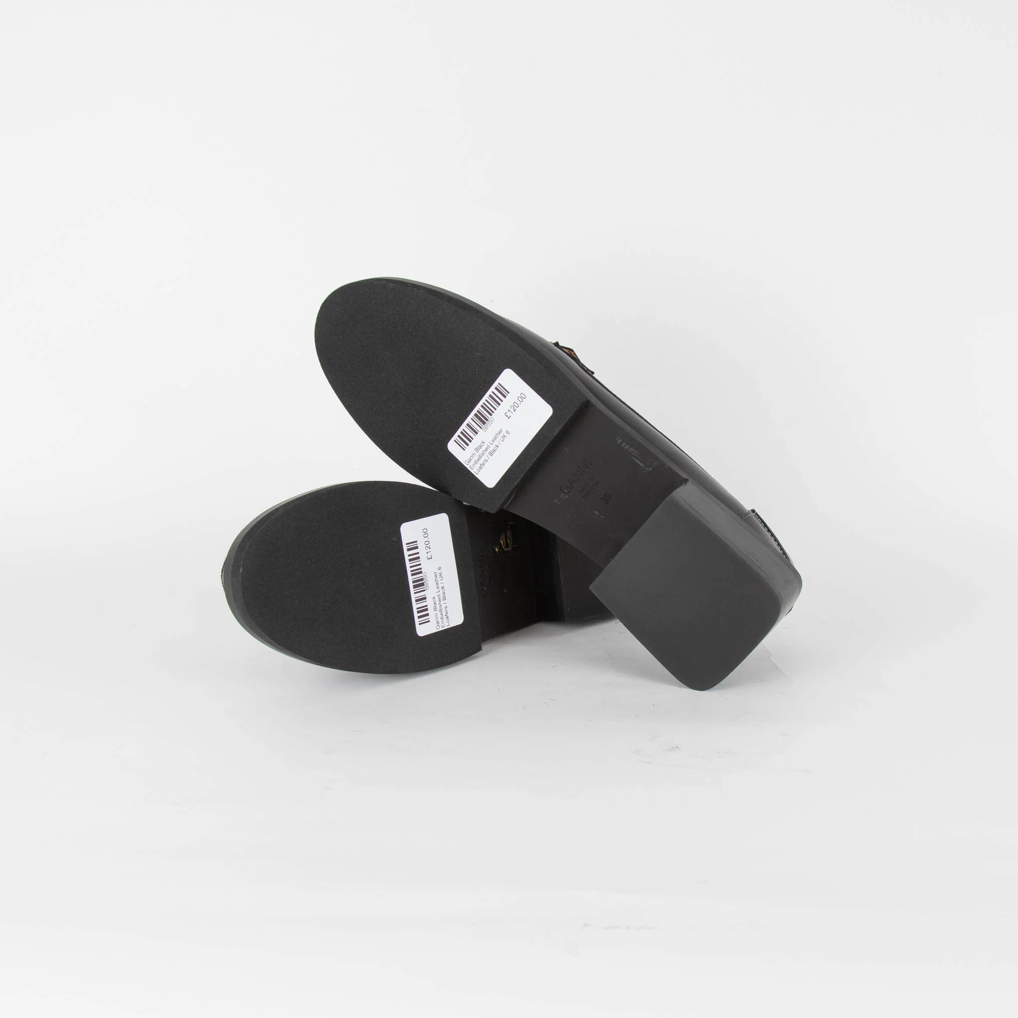 Ganni Black Embellished Leather Loafers - Image 6