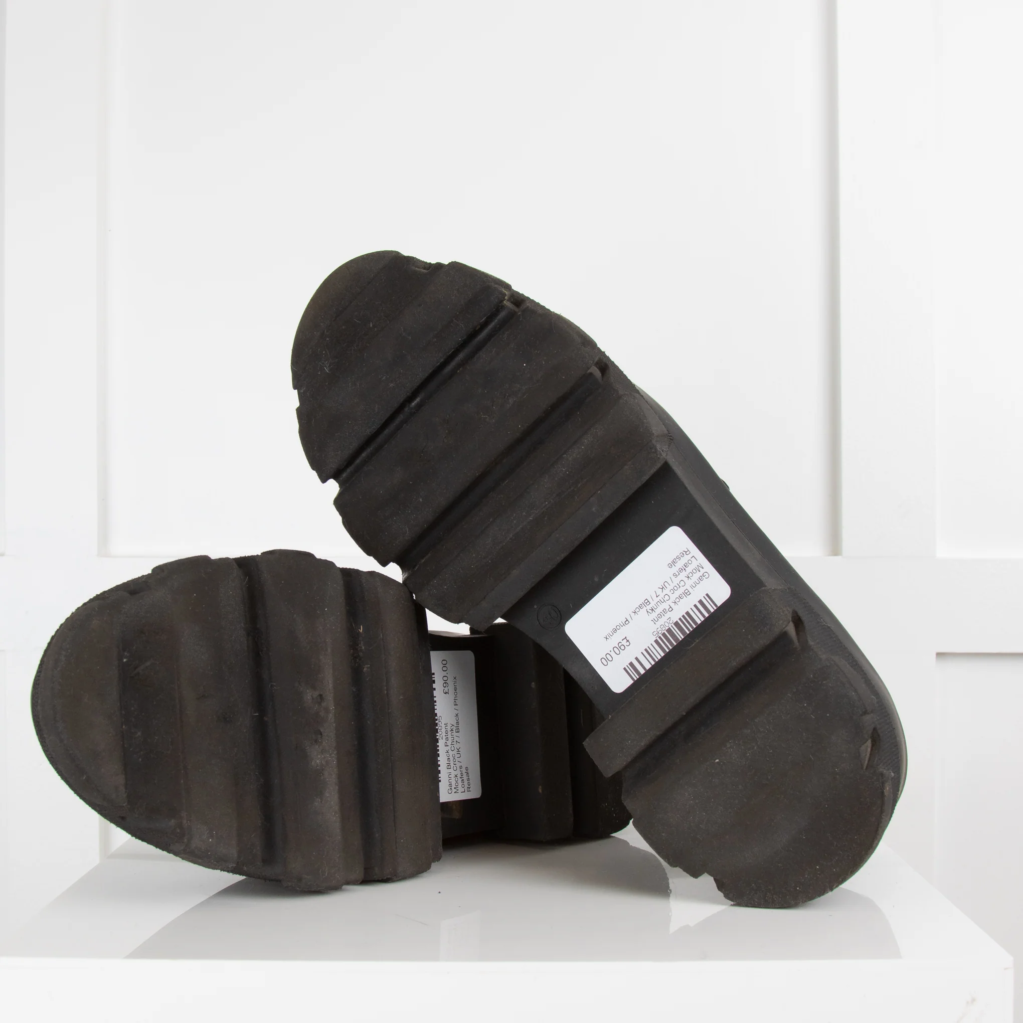 Ganni Black Patent Mock Croc Chunky Loafers - Image 5