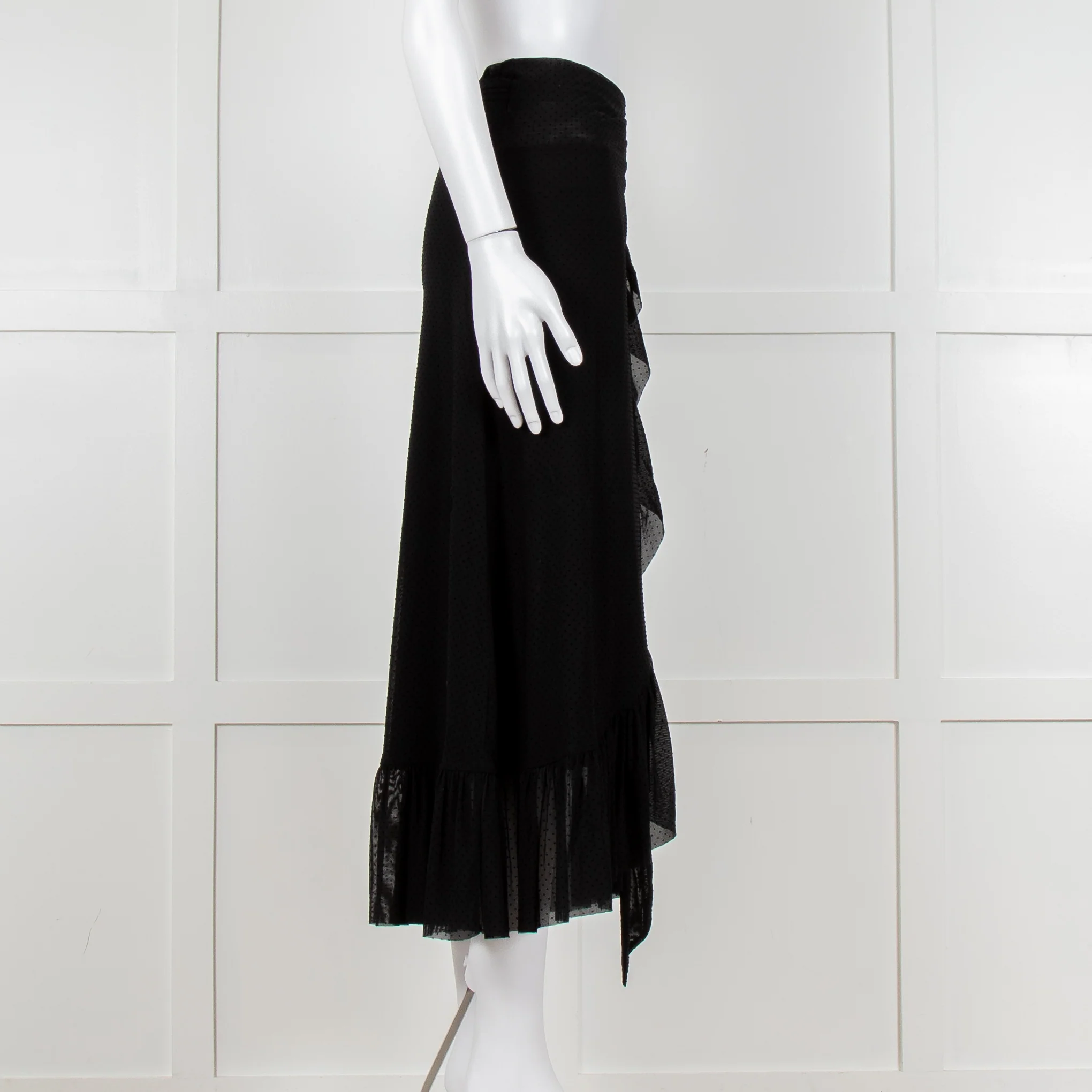 Ganni Black Ruffle Wrap Skirt - Image 3