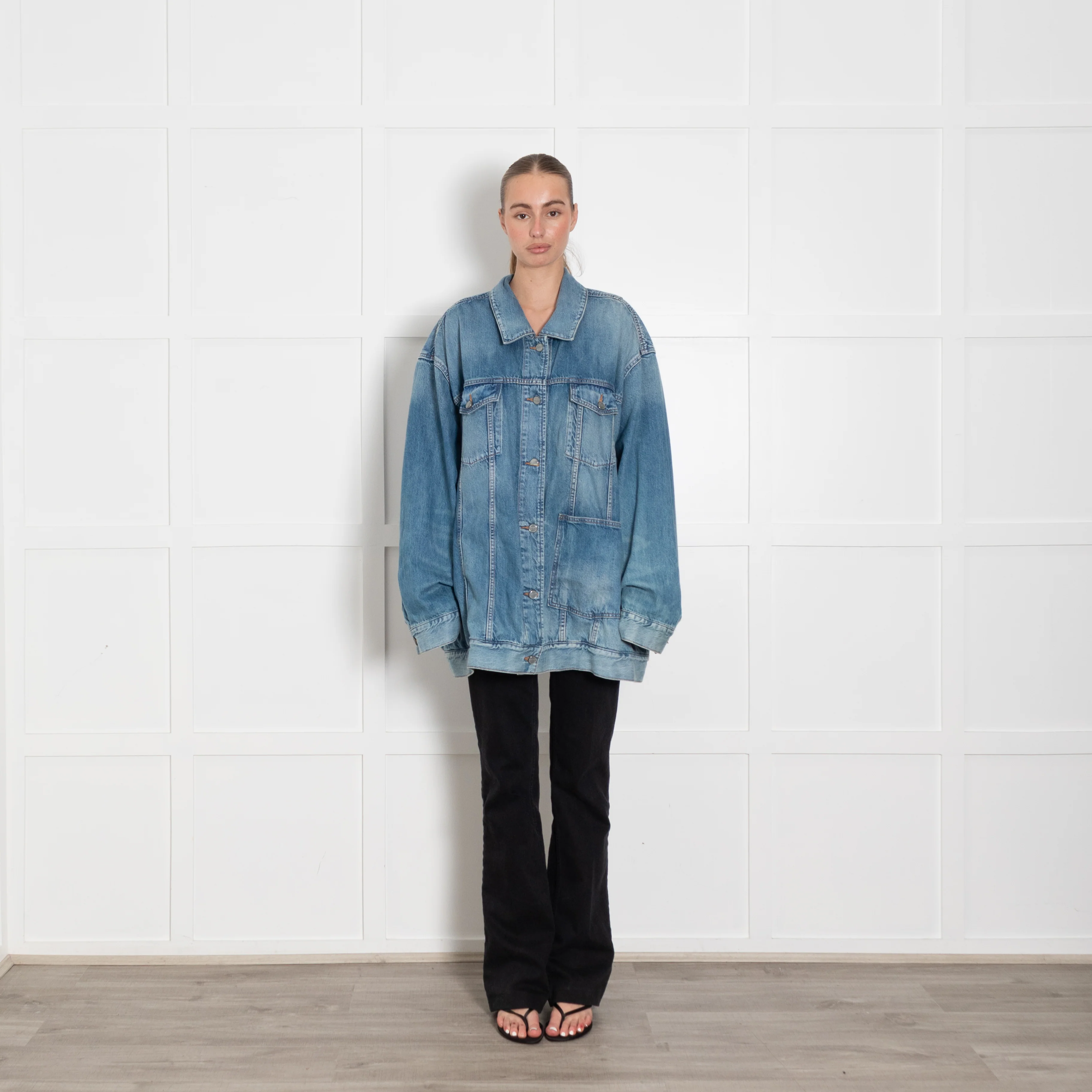 Ganni Blue Denim Oversized Jacket