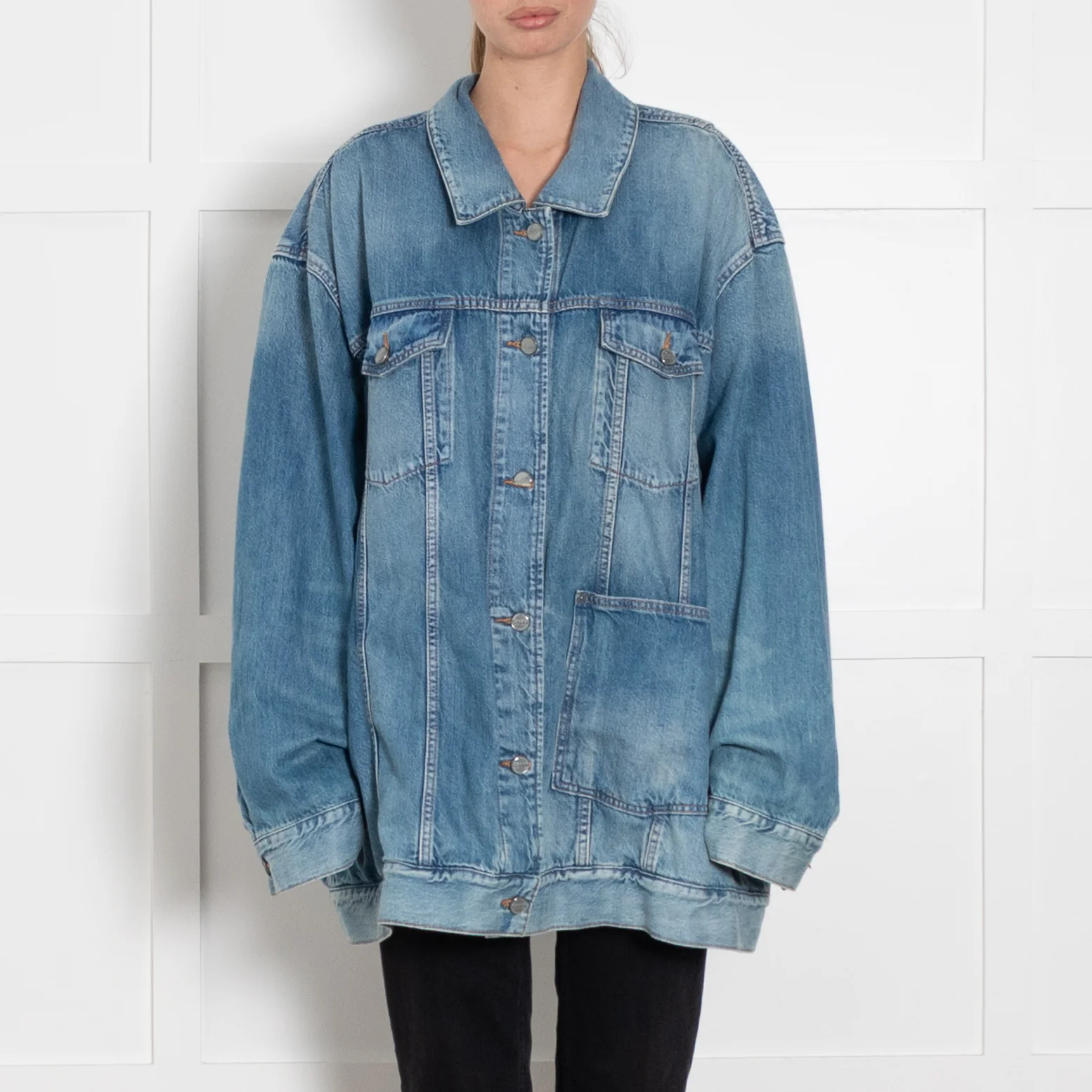 Ganni Blue Denim Oversized Jacket - Image 2